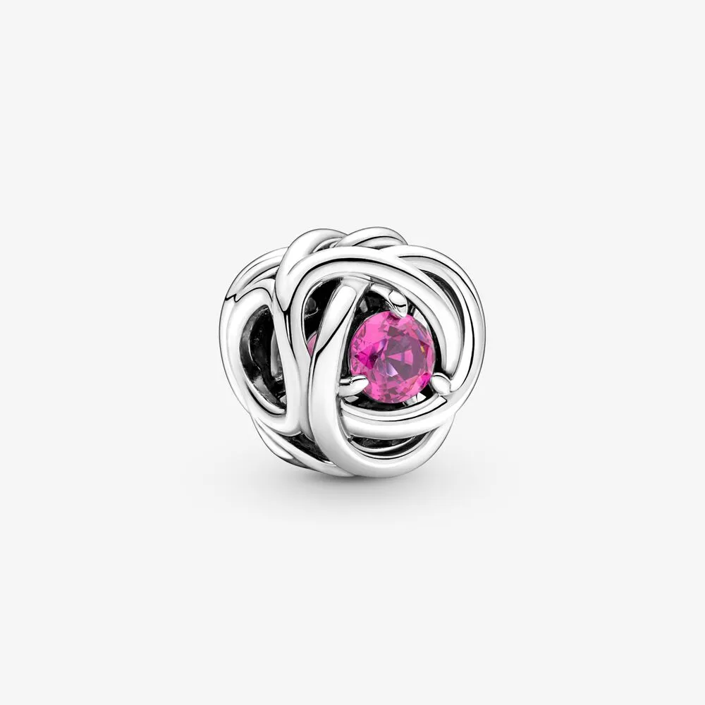 Październik Charms Urodzinowy Różowy symbol wieczności - 790065C05