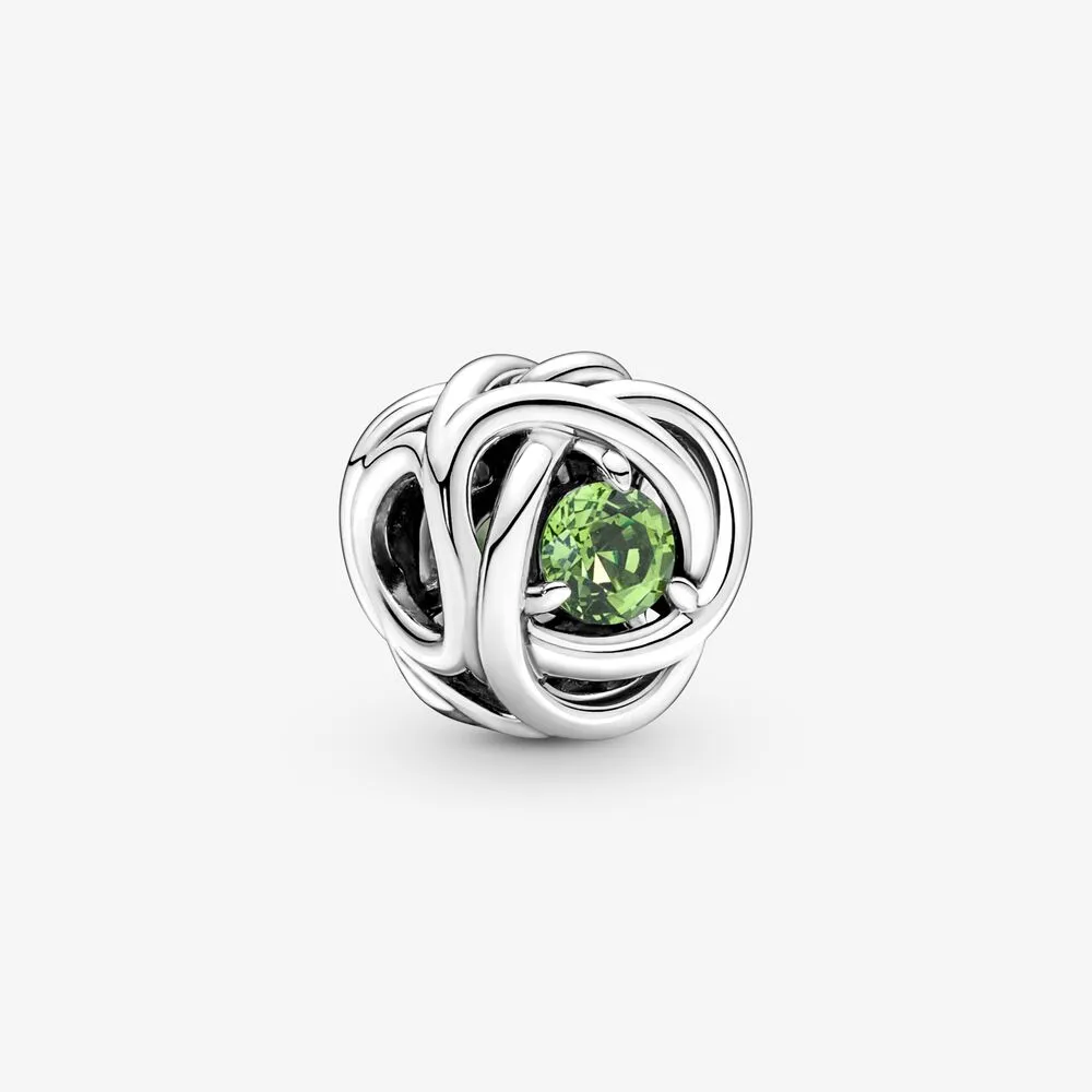 Sierpień Charms Urodzinowy Jasnozielony symbol wieczności - 790065C03