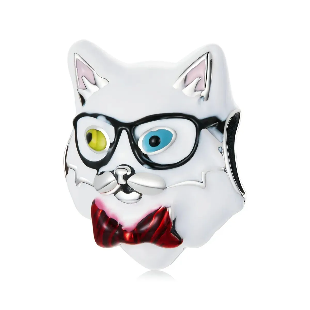 charms typu pandora biały kot scc2093