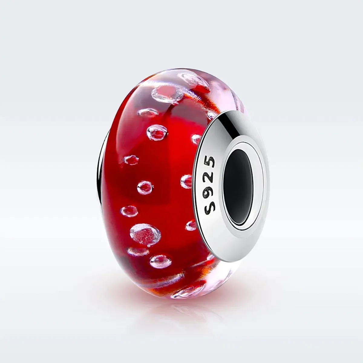 charms typu pandora czerwone szkło murano scz027