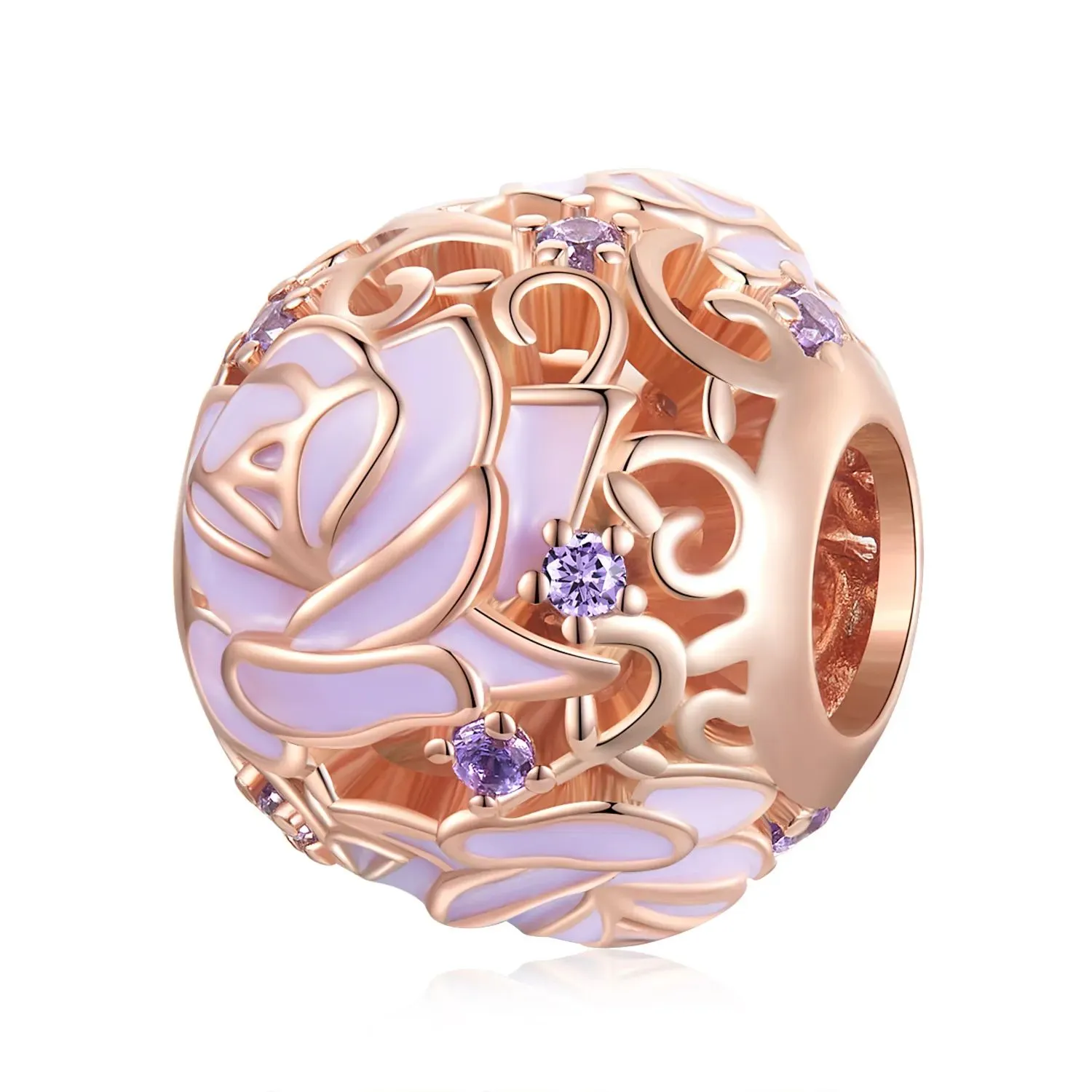 charms typu pandora fioletowa róża bsc644