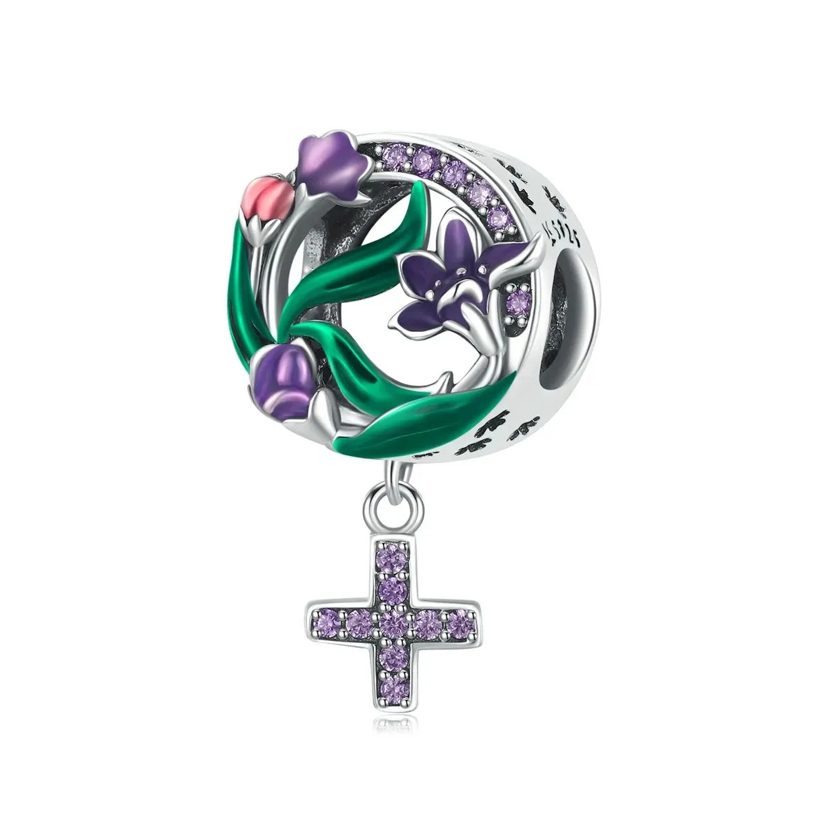charms typu pandora kobieca moc kwiatowy krzyż scc2142