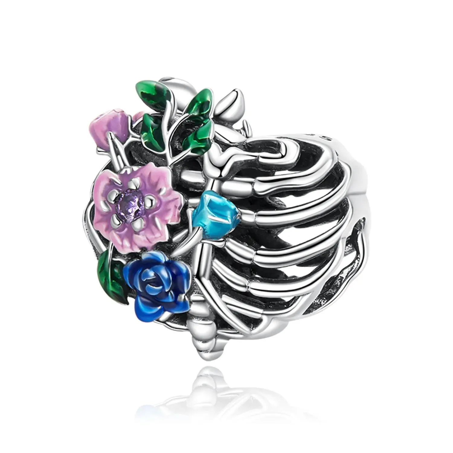 charms typu pandora kwiat żebra miłości scc2239