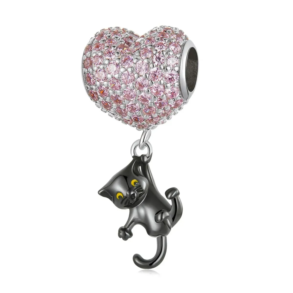 charms typu pandora miłość balon czarny kot scc2115
