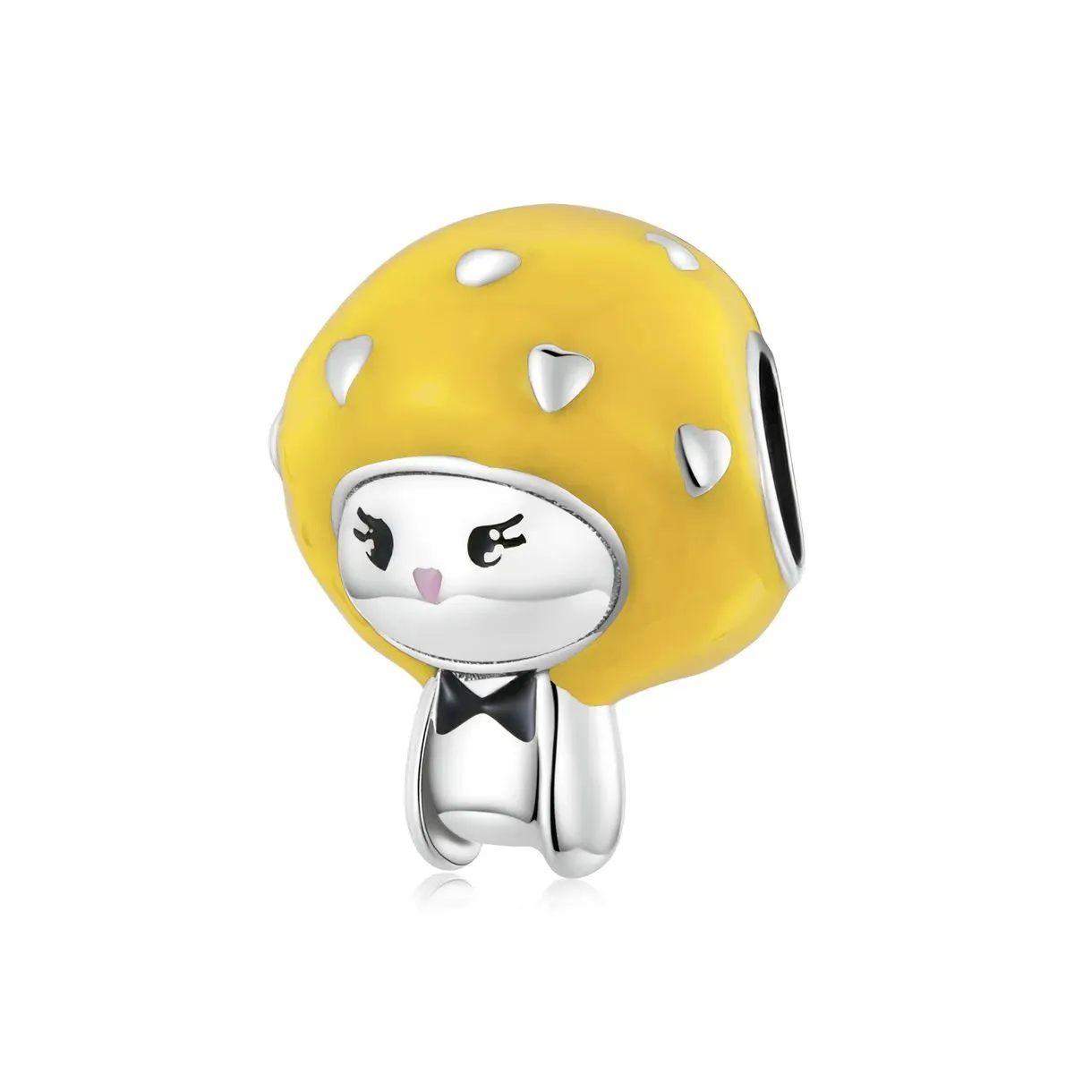 charms typu pandora zabawny mały grzybek cytrynowy żółty scc2149