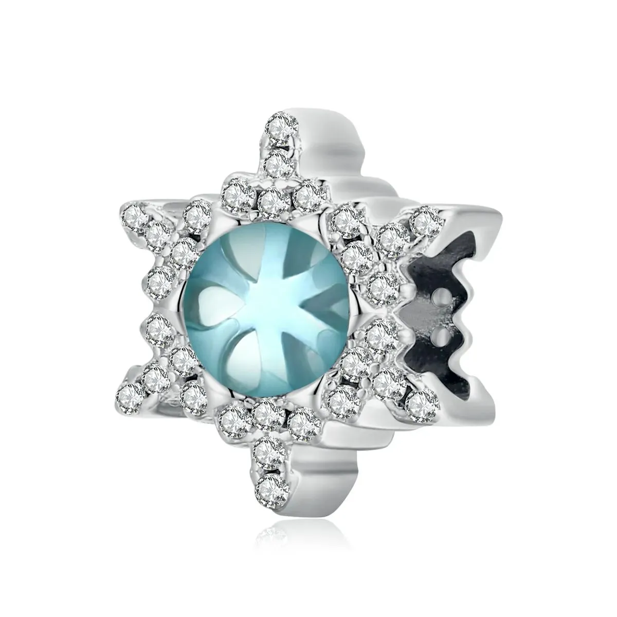 charms typu pandora śnieżynka kamienia księżycowego bsc512