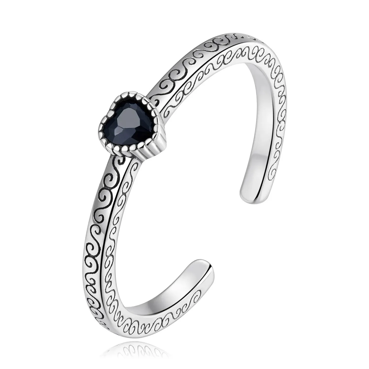 otwarte pierścienie typu pandora czarna cyrkonia w stylu vintage scr878