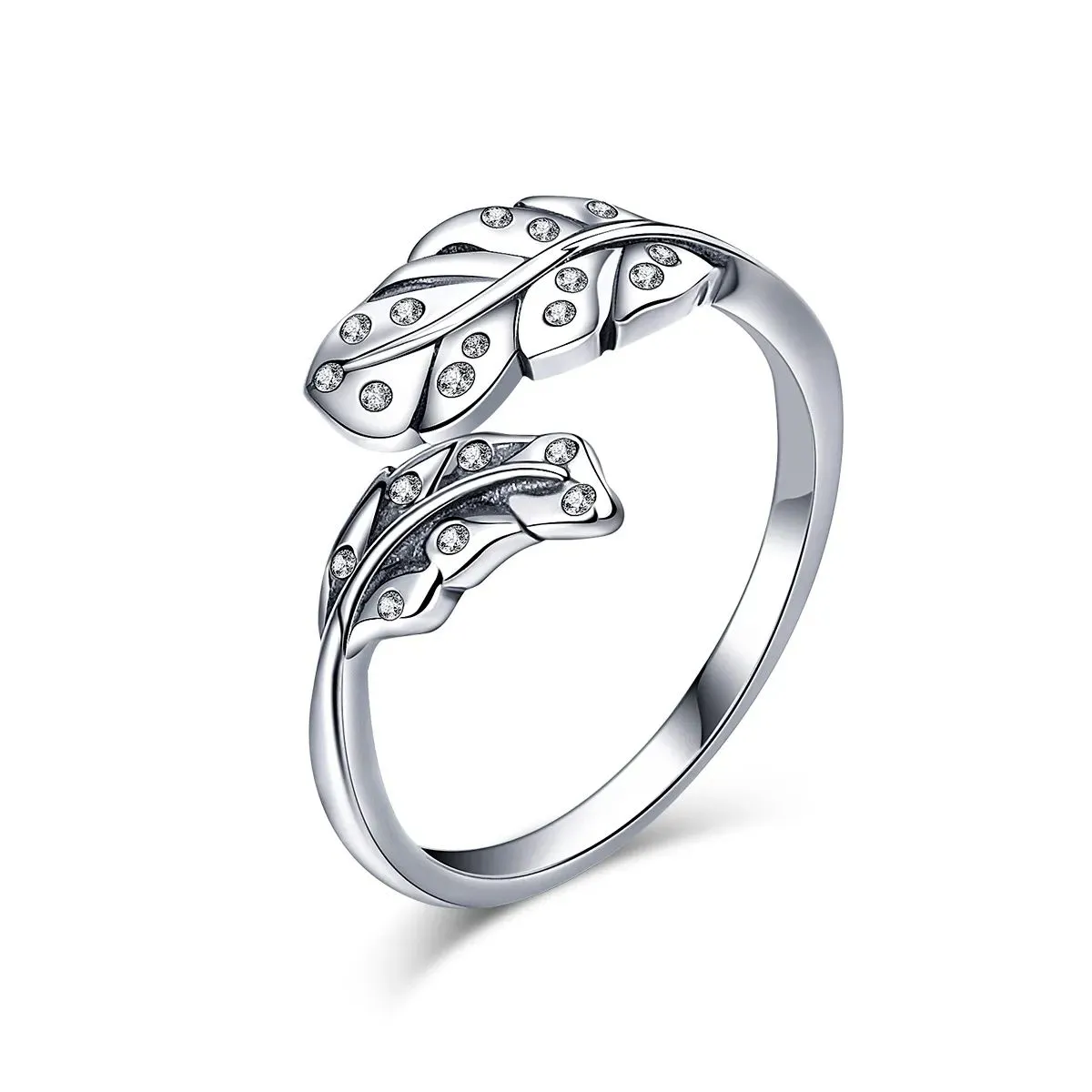 otwarte pierścienie typu pandora eleganckie liście vsr155