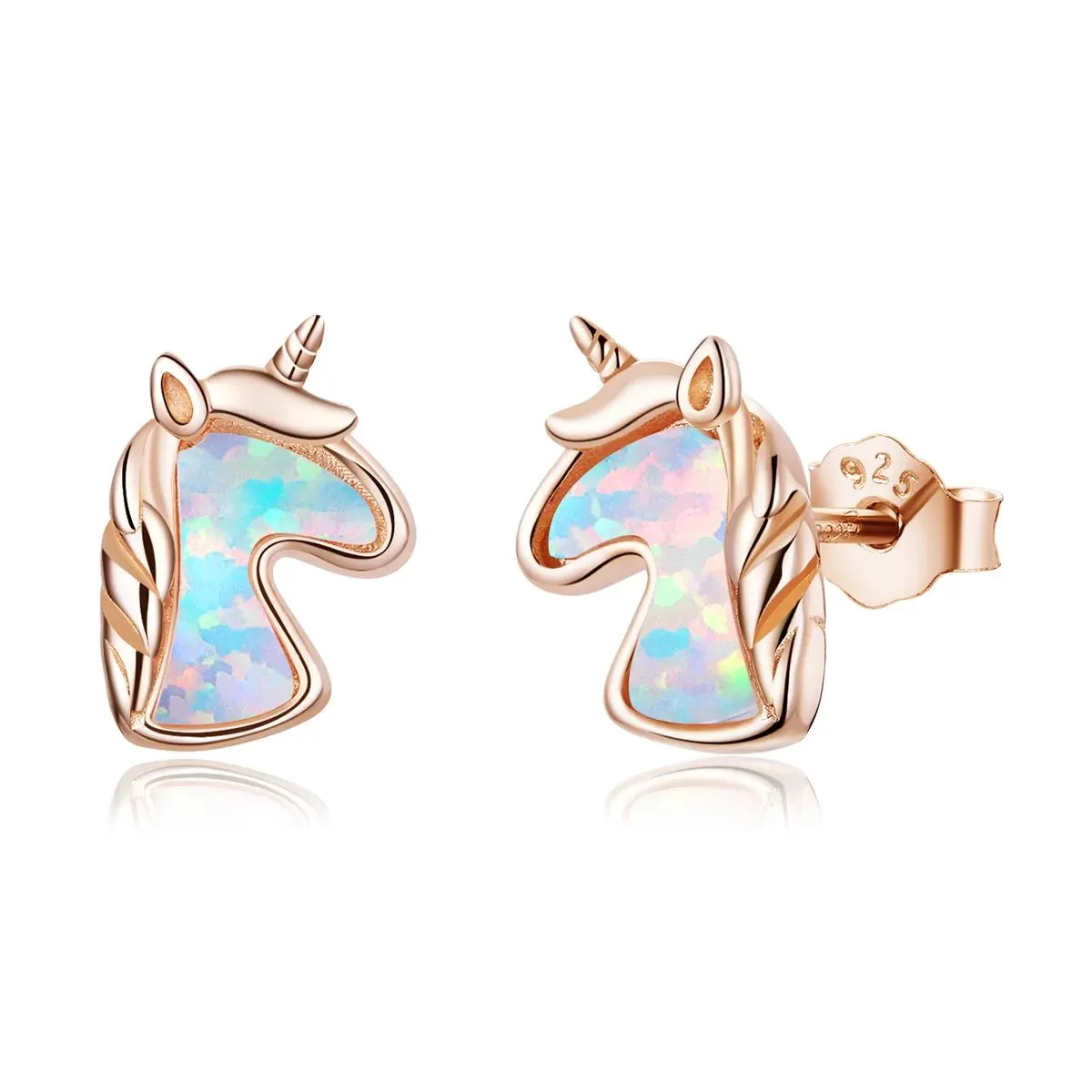 kolczyki sztyfty typu pandora ocean blue opal jednorożec sce815 c