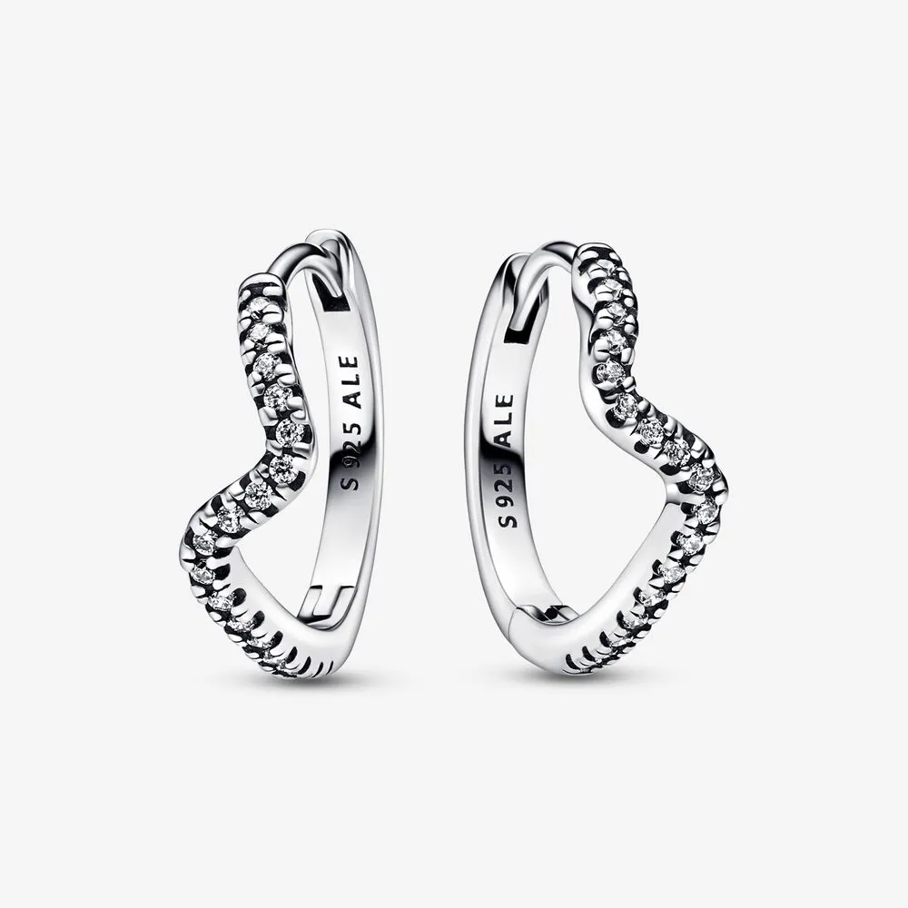 pandora błyszczące kolczyki w kształcie fali 292545c01