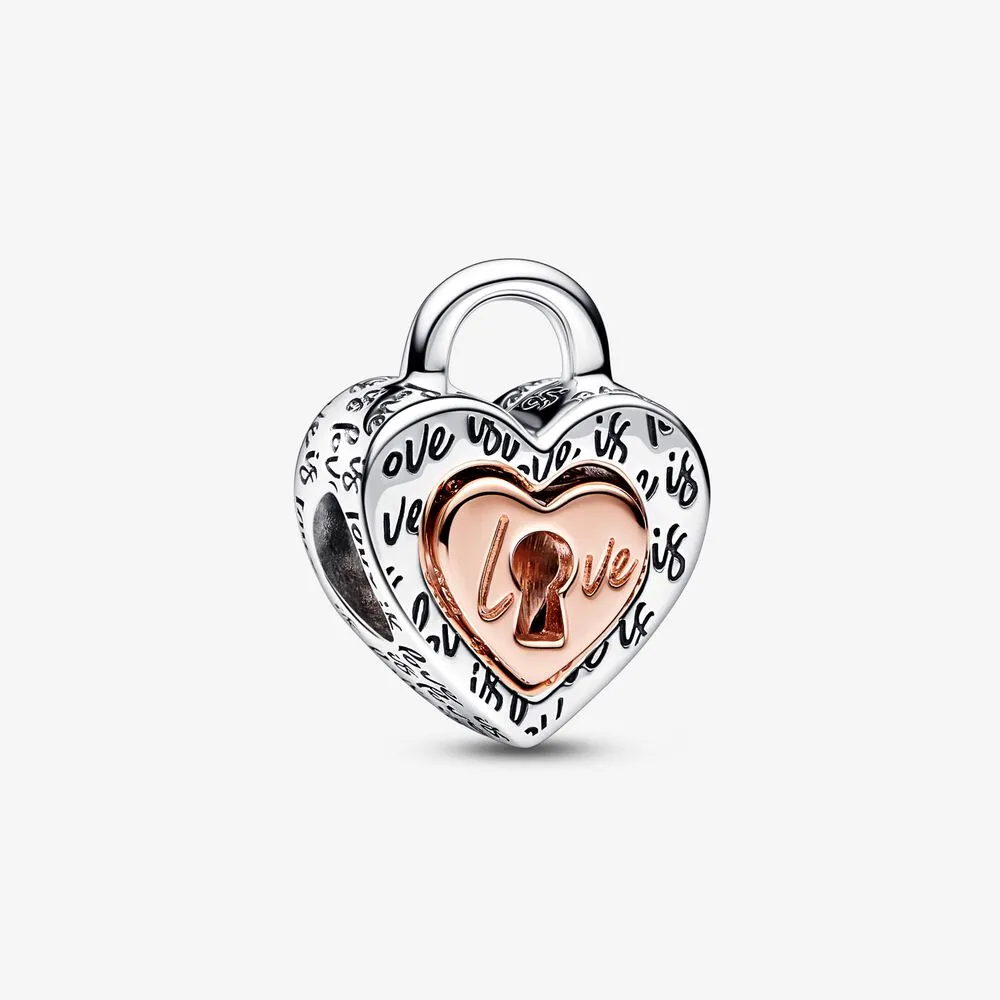 pandora dwukolorowy charms w kształcie zamka z podziałem na serce 782505c00