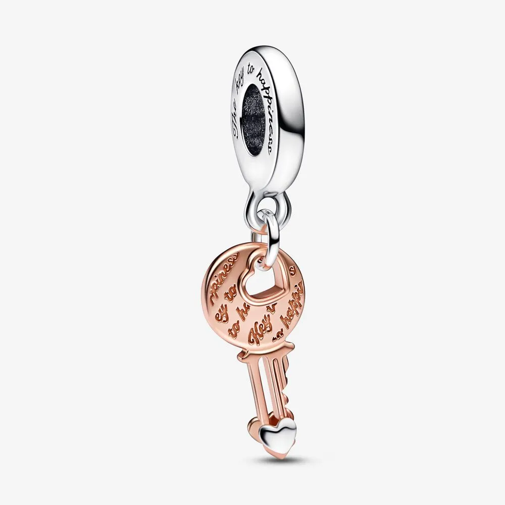 PANDORA Dwukolorowy klucz i charm z przesuwanym sercem - 782510C00