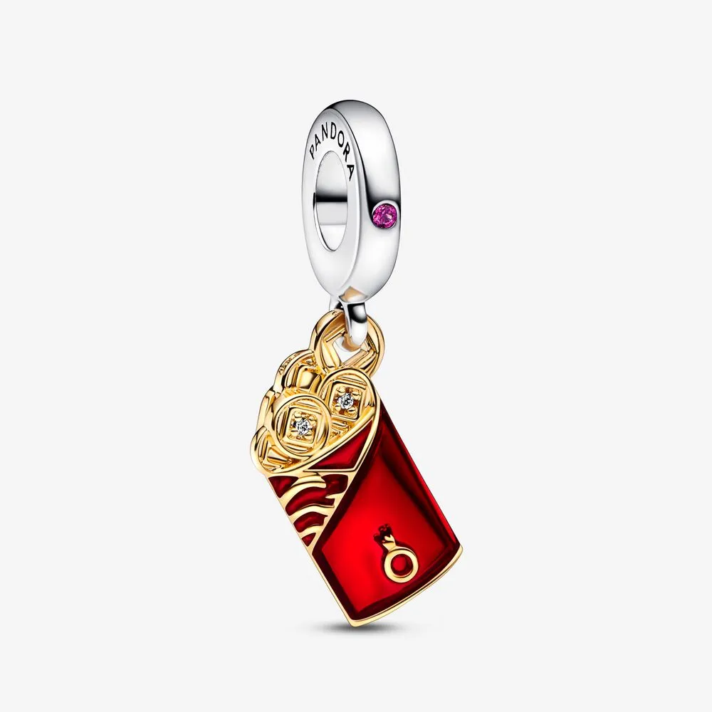 pandora dwukolorowy wiszący charm w kształcie czerwonej koperty 762470c01