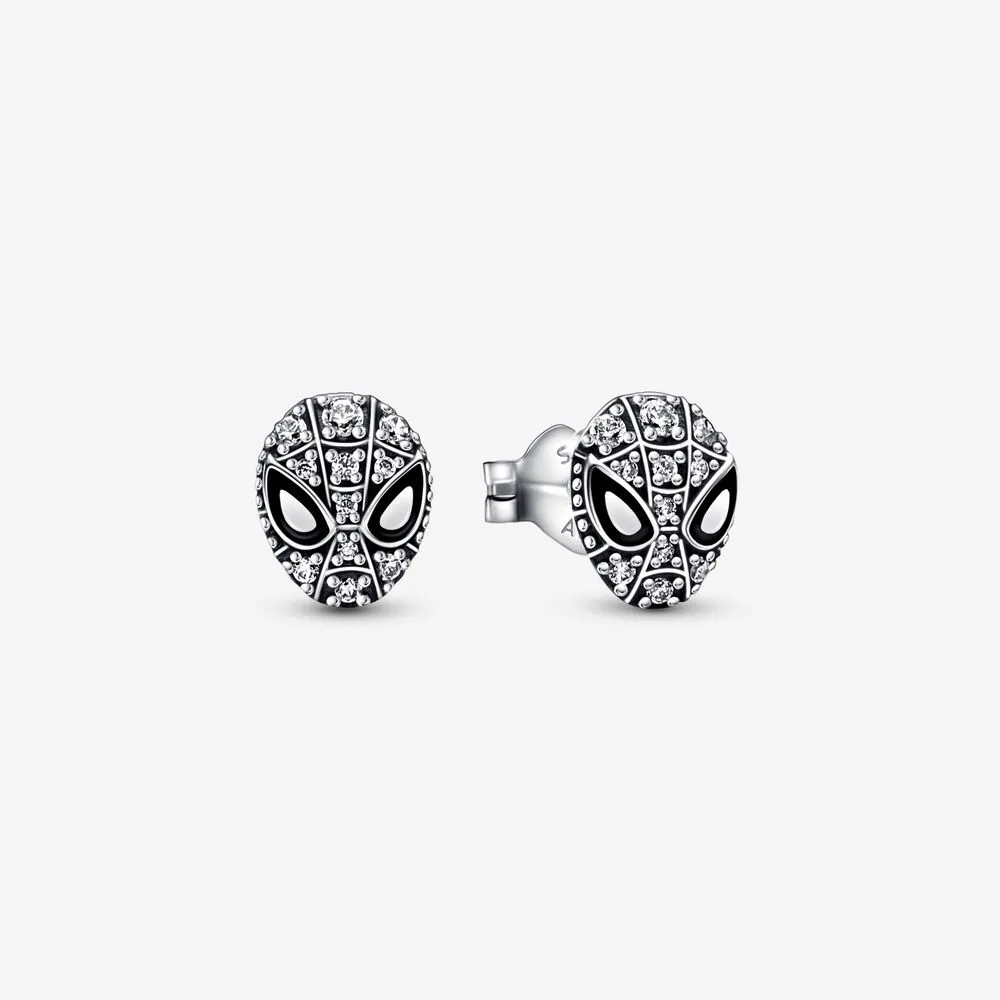 pandora marvel kolczyki w kształcie maski spider mana z kryształkami 292354c01
