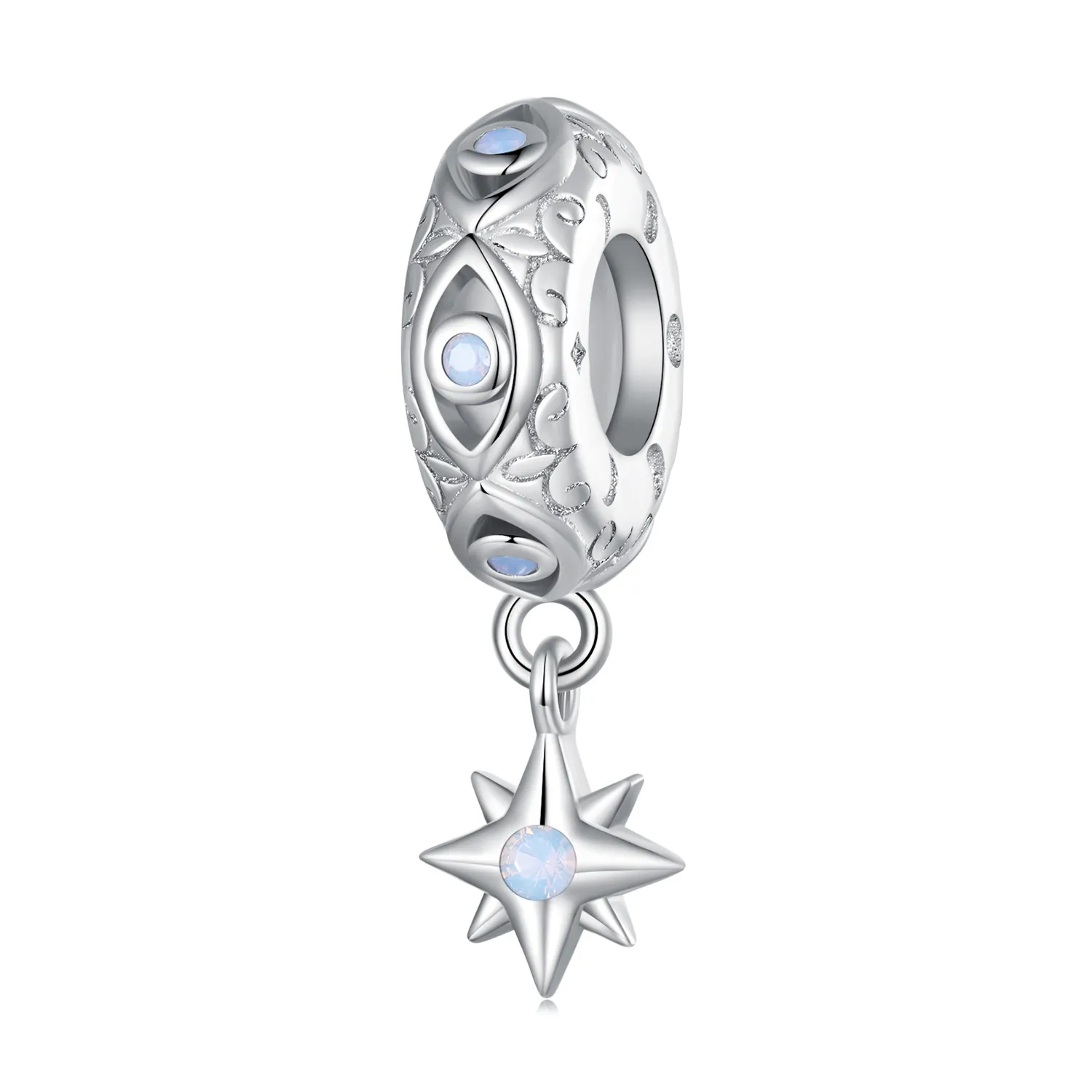 pandora style charm ze spacji w kształcie diabelskiego oka i gwiazdy bsc857
