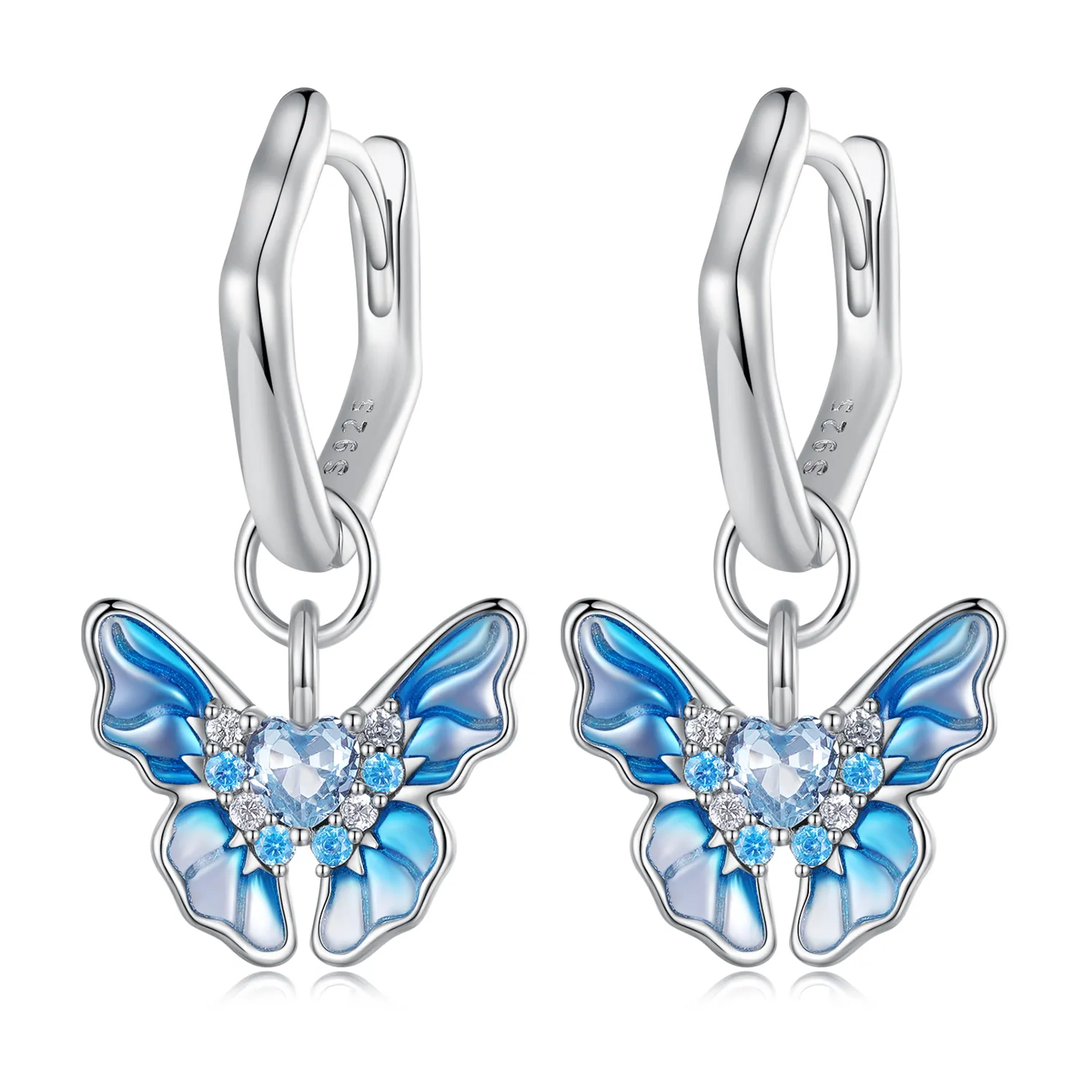 pandora style motylkowe kolczyki obręcze bse845