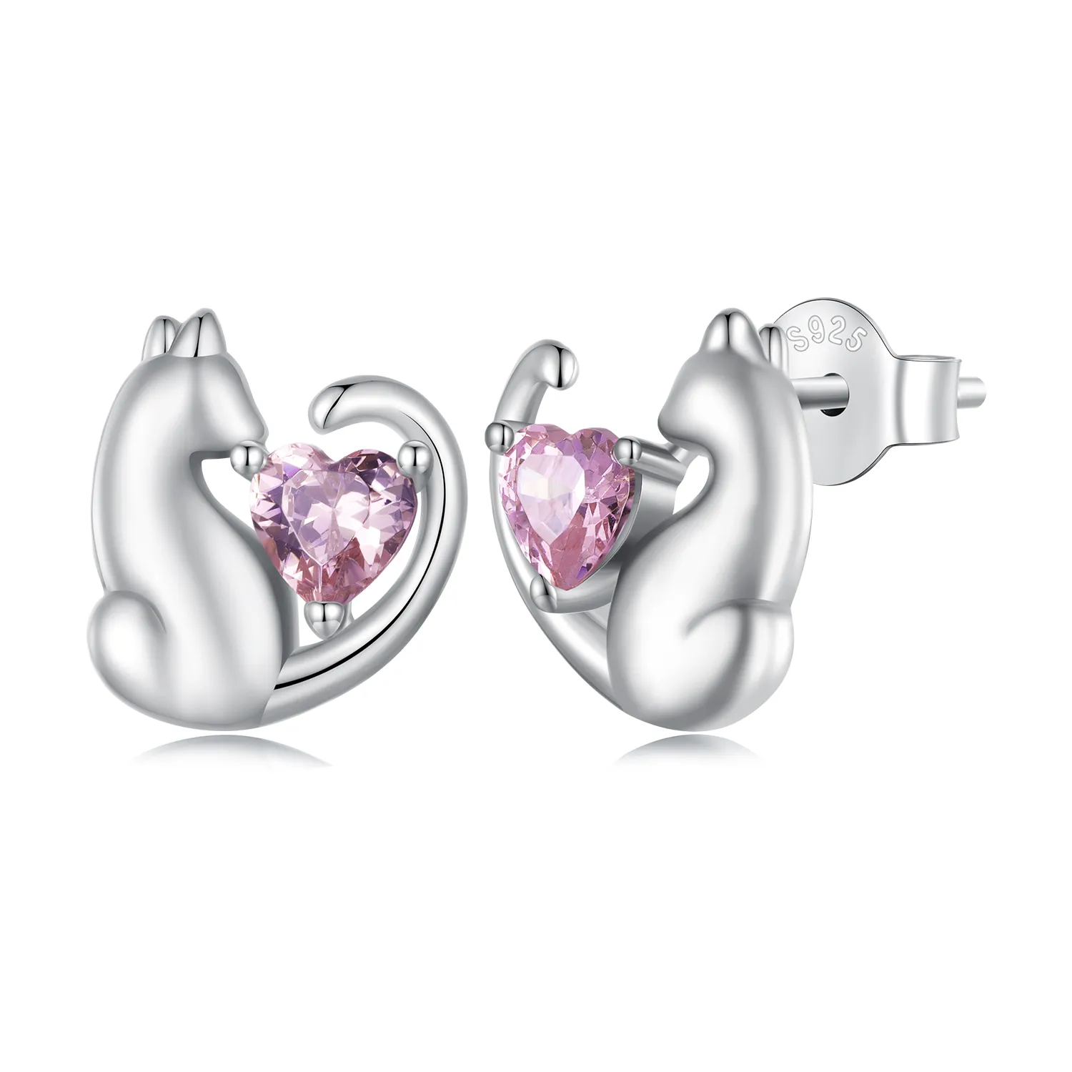 pandora style srebrne kolczyki w kształcie kota sce1591 a