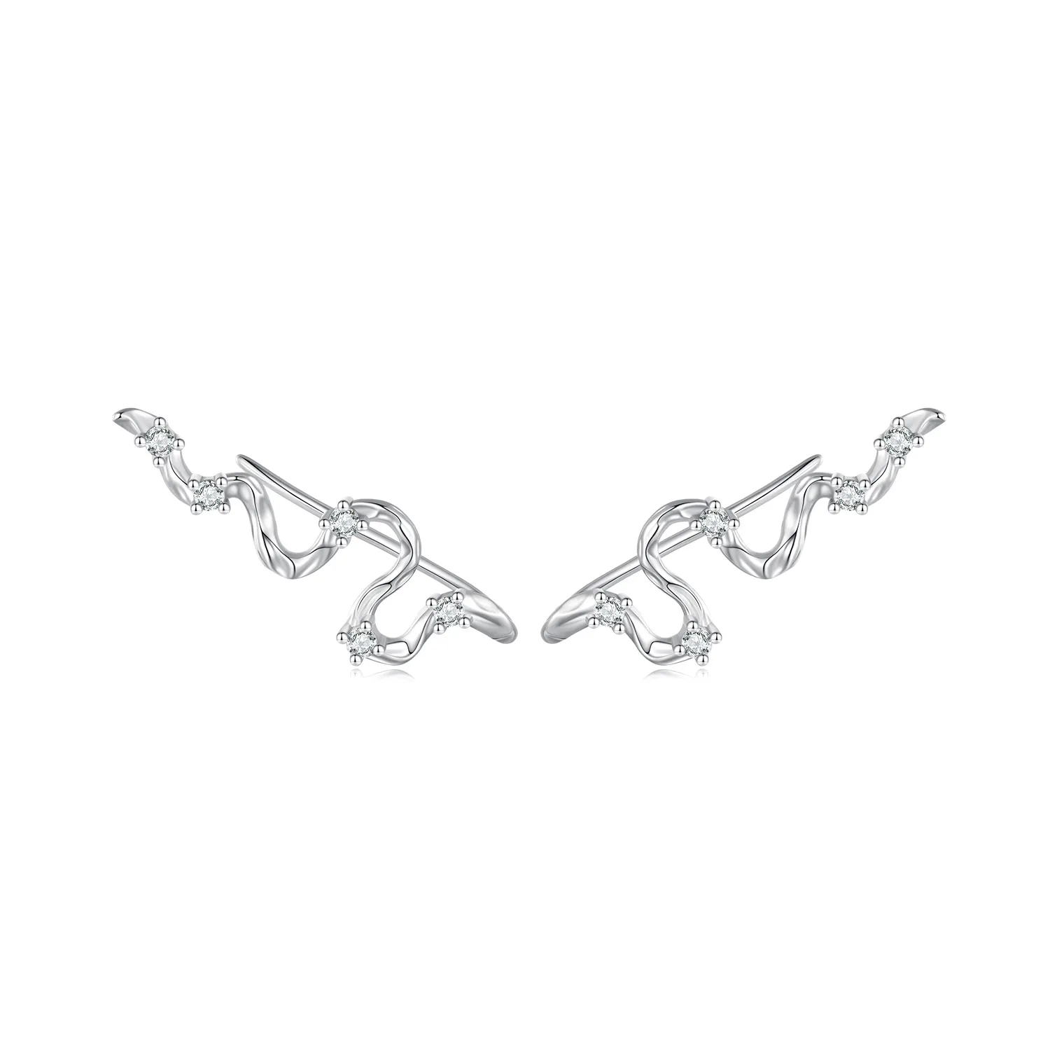 pandora style texture lines kolczyki w kształcie szpilek sce1599