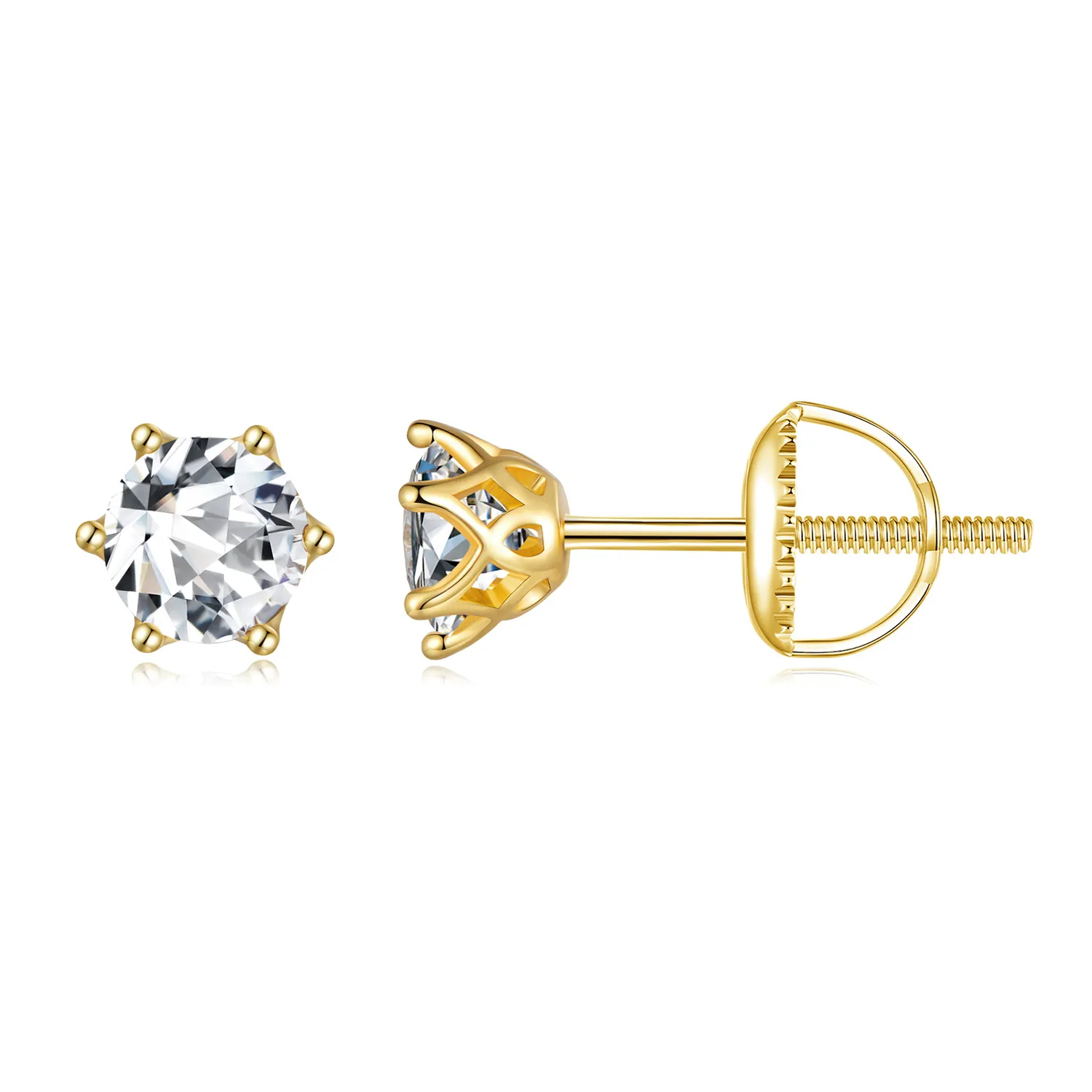 stud earrings in pandora stylu pozłacane złotem 0 5 karatowego moissanite sześcio pazurkowe mse004 bs