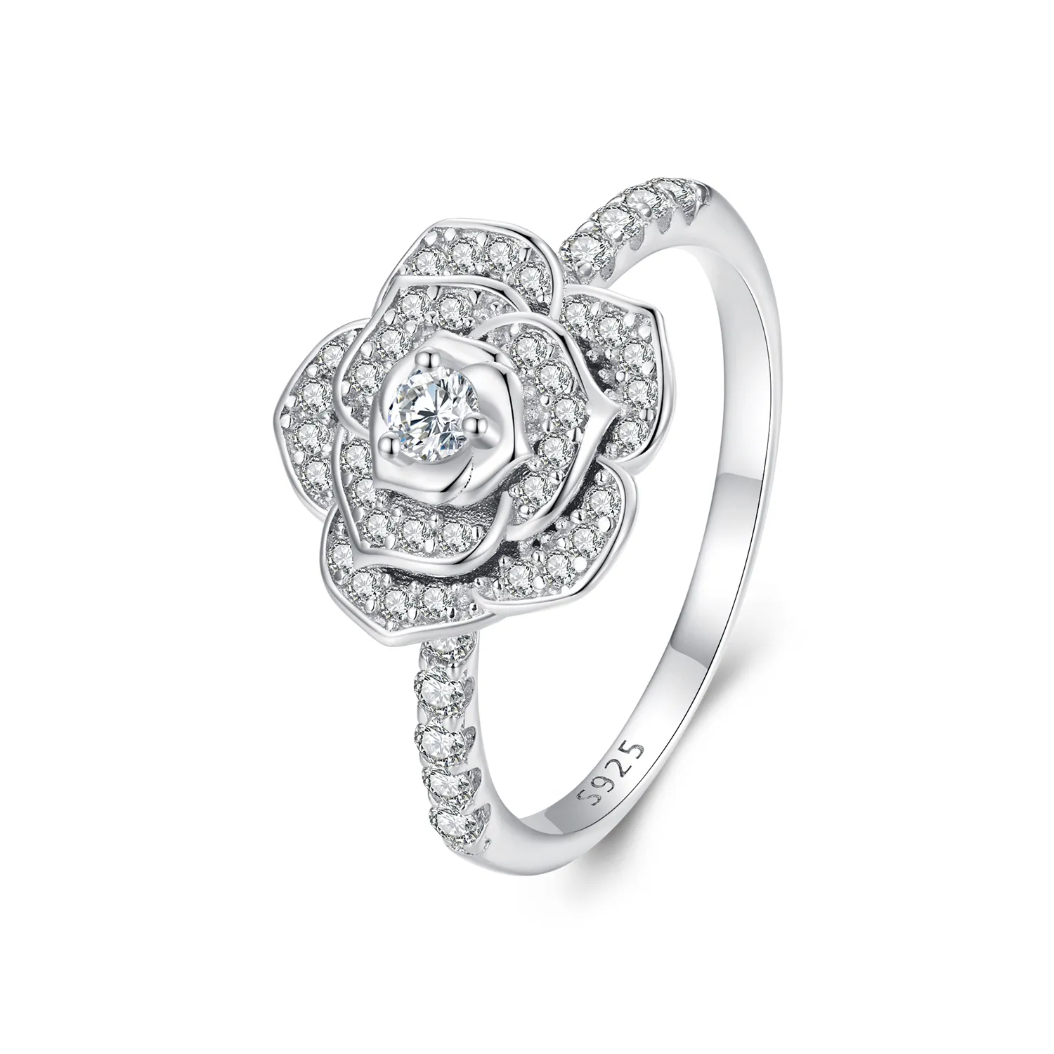 pandora style ring w kształcie róży bsr449