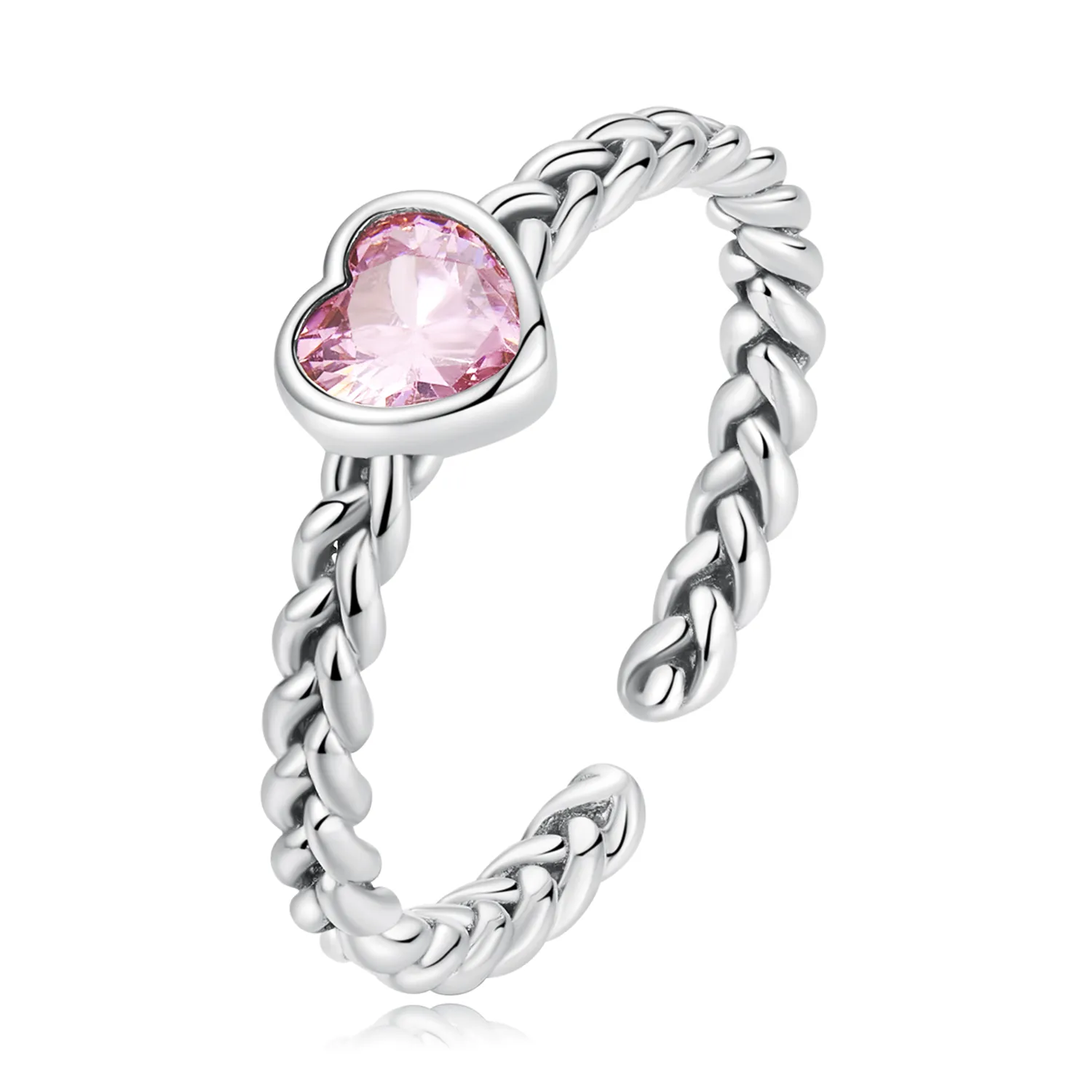 pandora style różowy pierścionek serce scr865