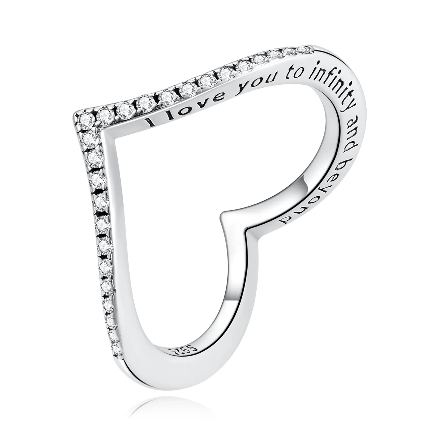 pierścień pandora style z sercem i widliczką scr856