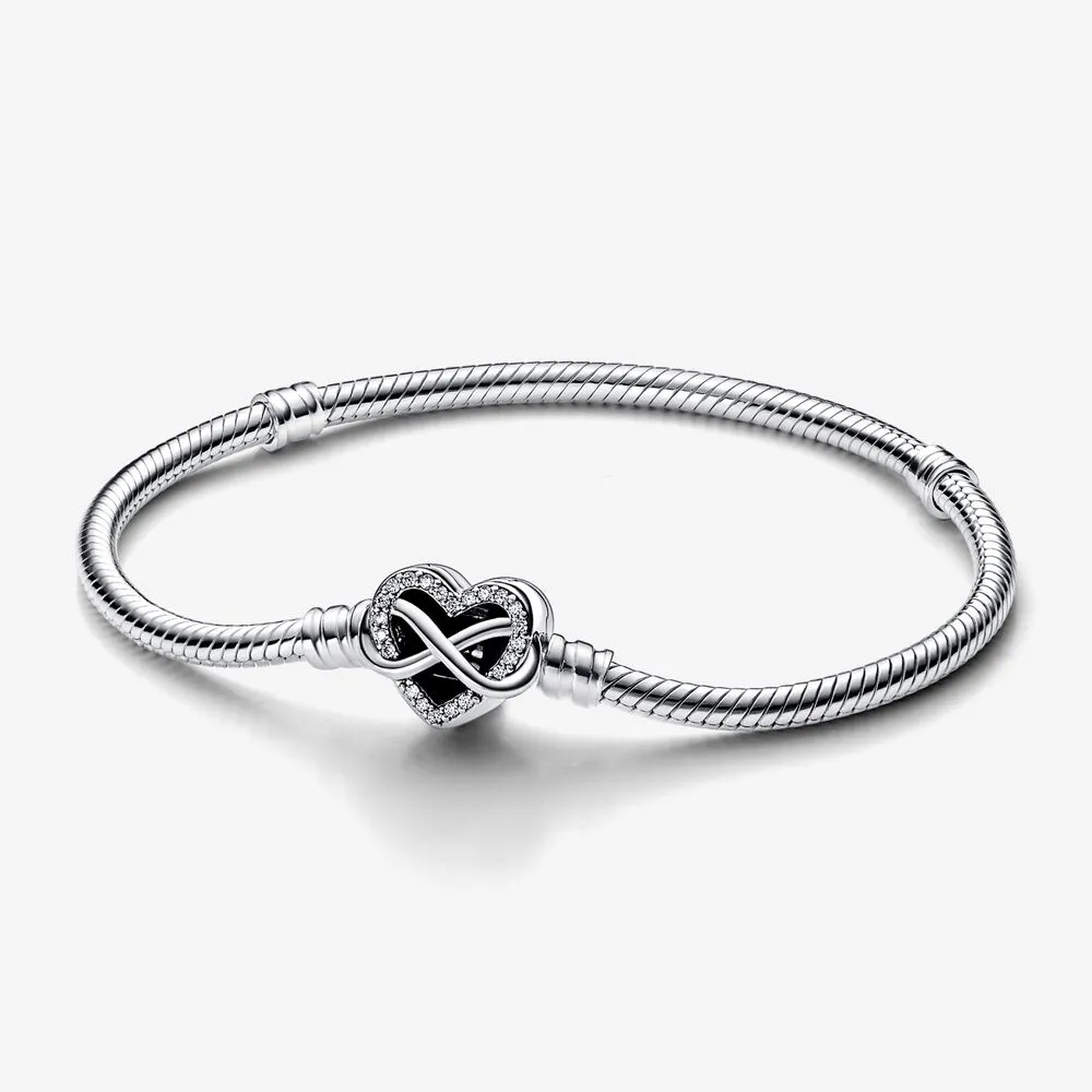 pandora moments bransoleta z łańcuszkiem wężowym z klamrą w kształcie iskry infinity heart 592645c01