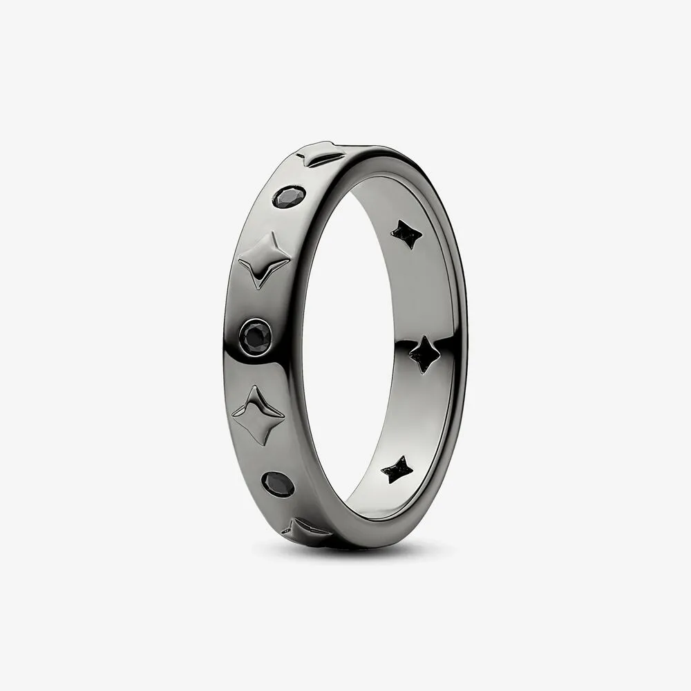 pandora star pierścionek z czarnym kryształem
