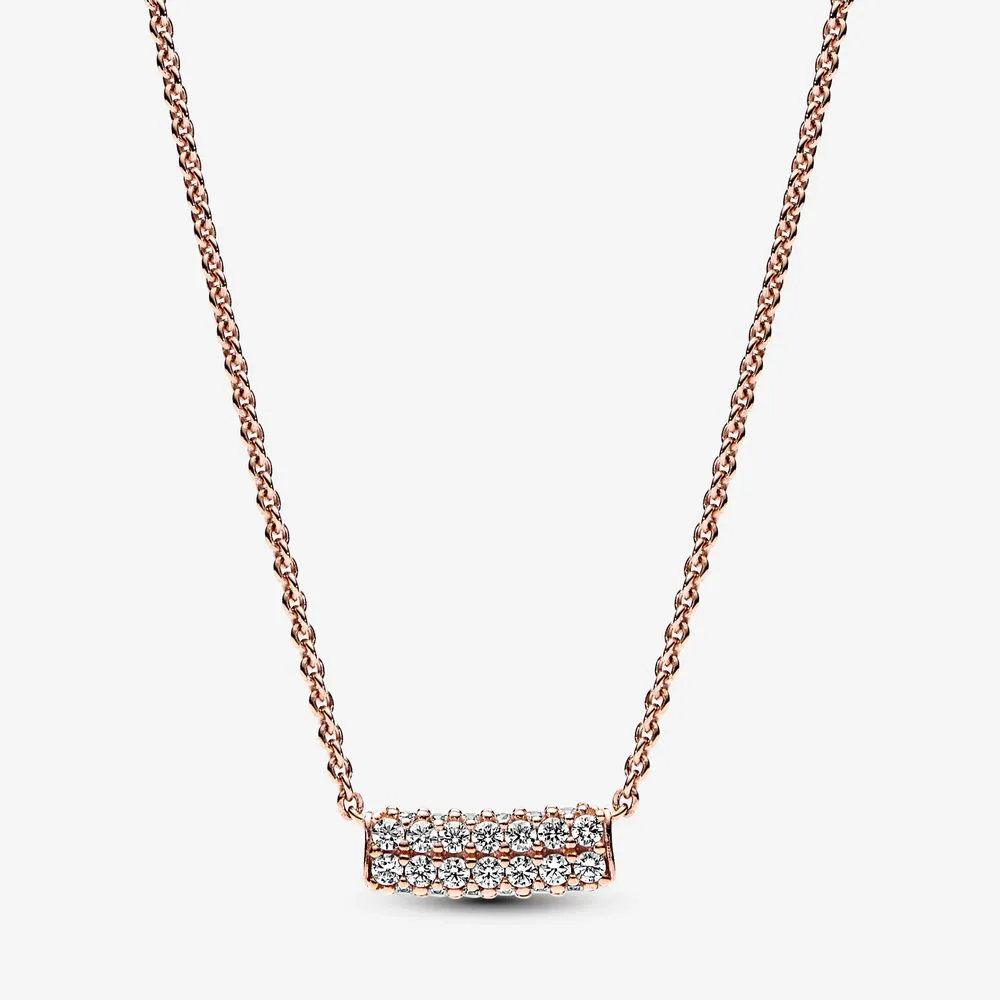 pandora timeless pavé dwurzędowy naszyjnik z srebrnym kolistym zapięciem 382621c01 45
