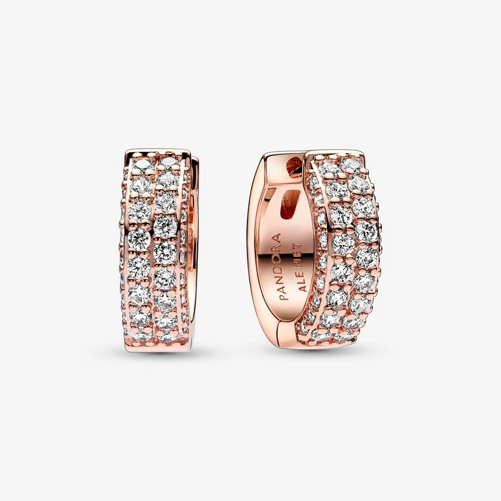 pandora timeless pavé kolczyki z podwójnym rządem 282622c01