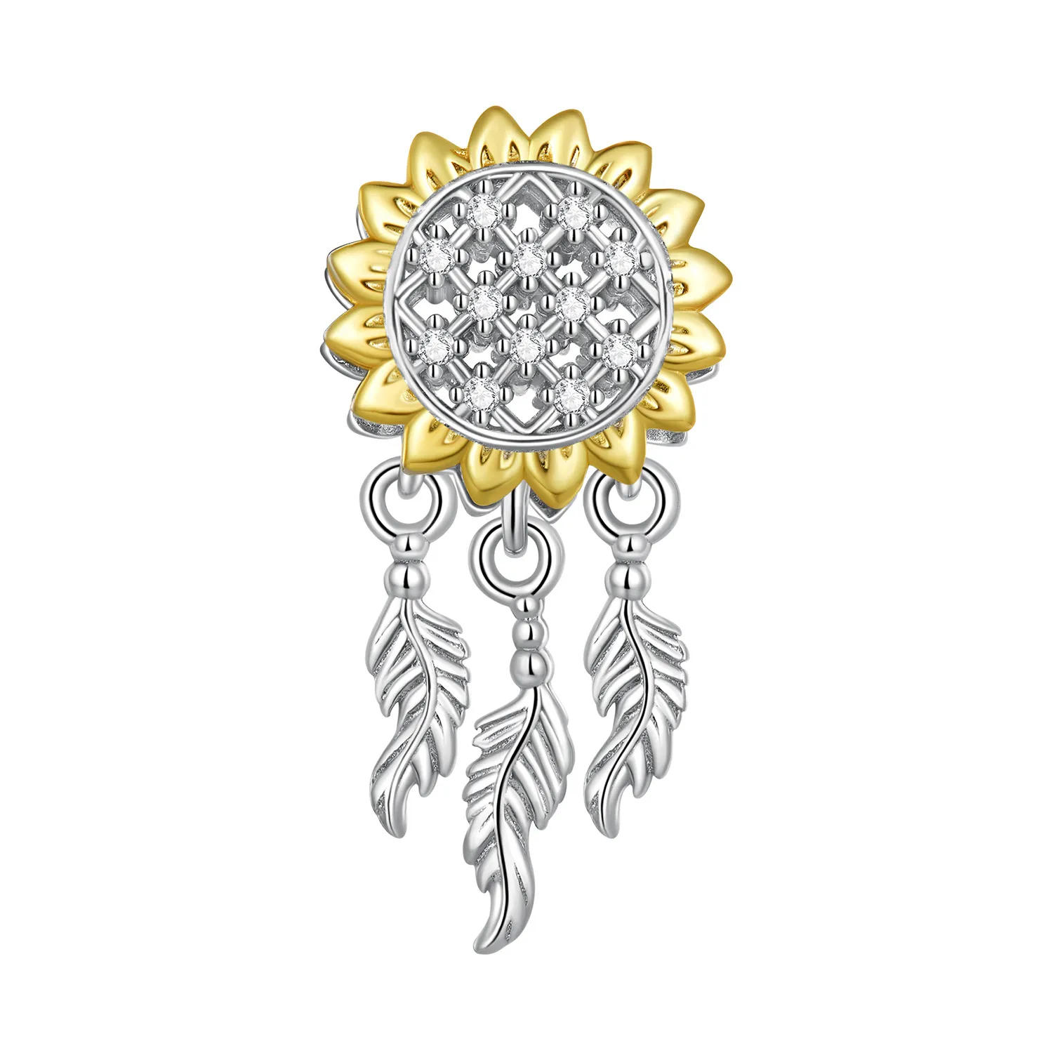 charm w stylu pandora z motywem koszyczka marzeń w kształcie słonecznika bsc820