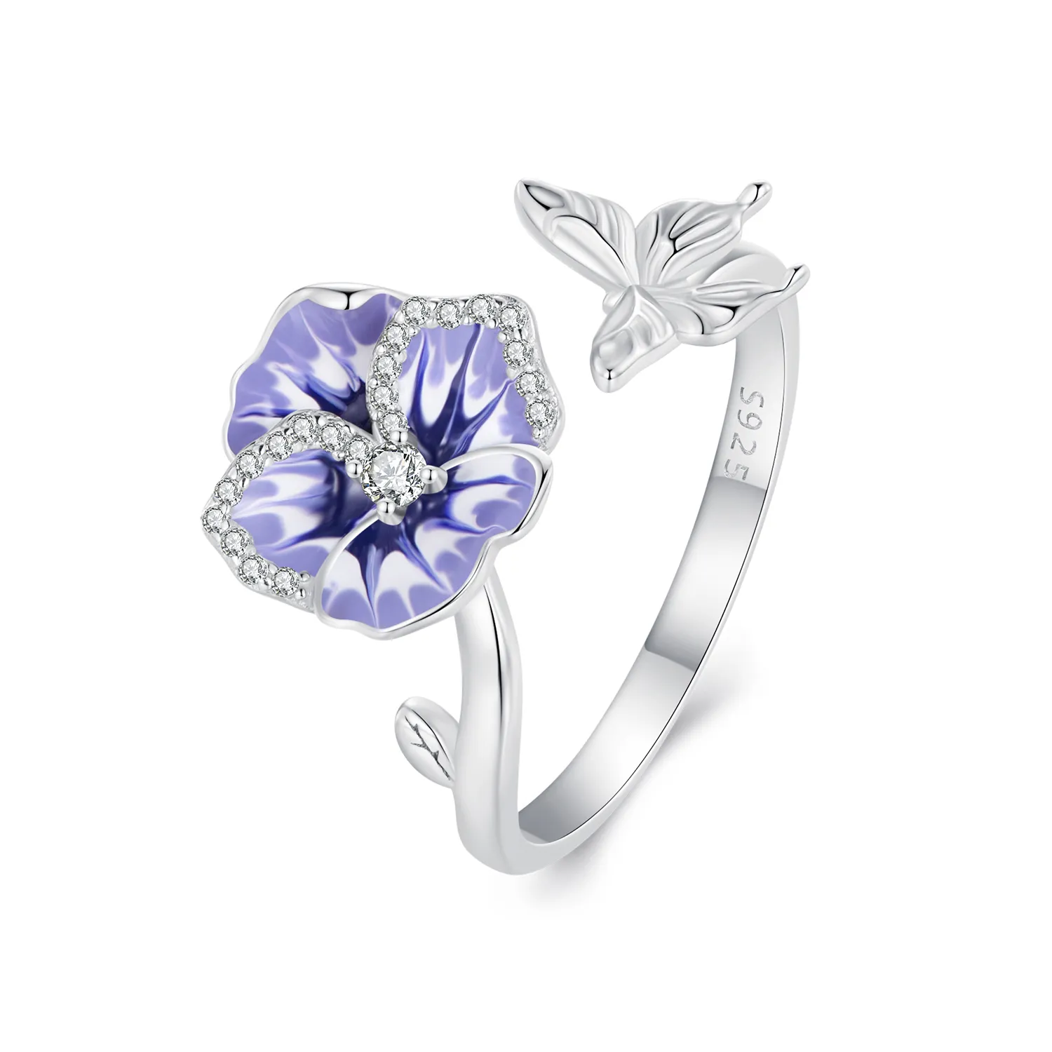pandora styl kwiat pansy pierścionek bsr452 e