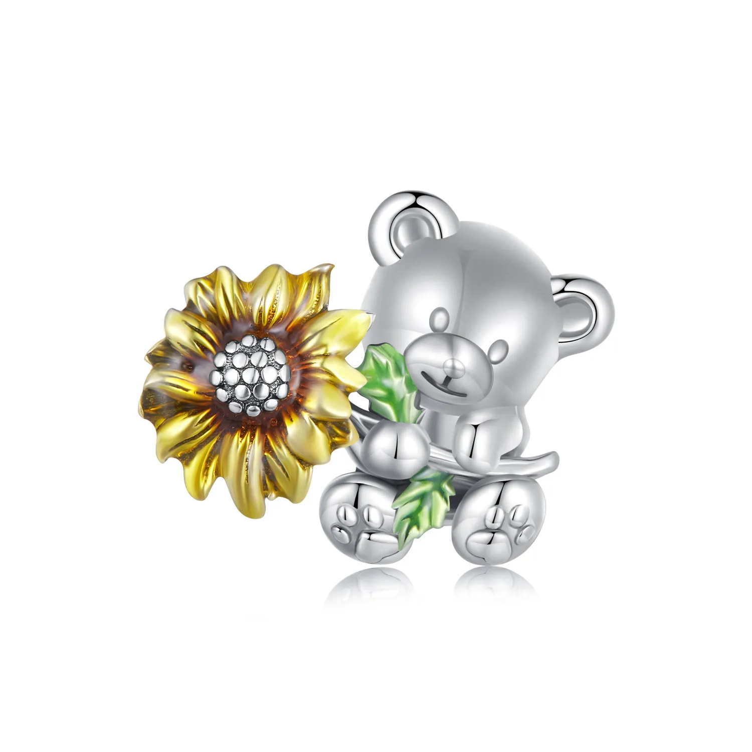 pandora styl kwiat słonecznika i charm miś scc2560