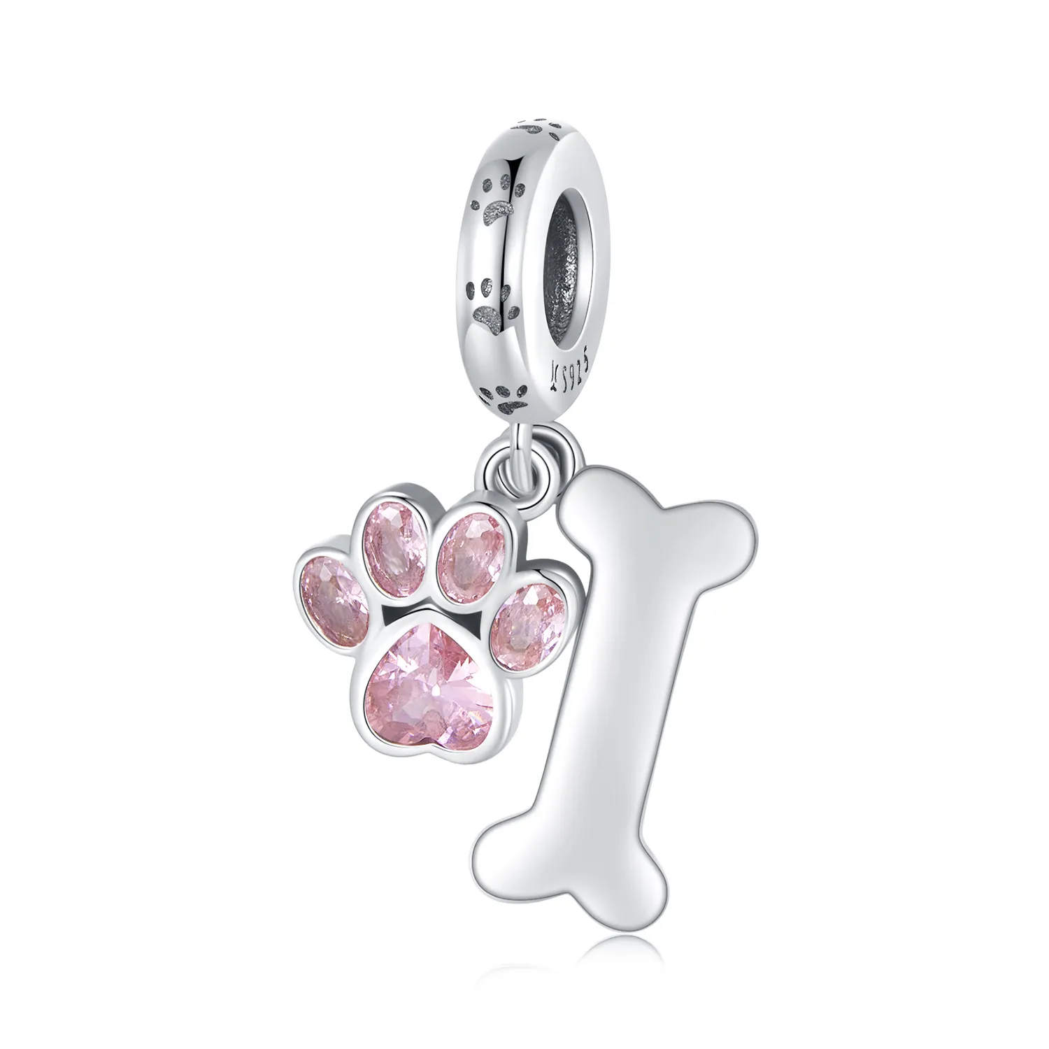 pandora styl różowy wisior w kształcie łapy psa z kością scc2127 pk