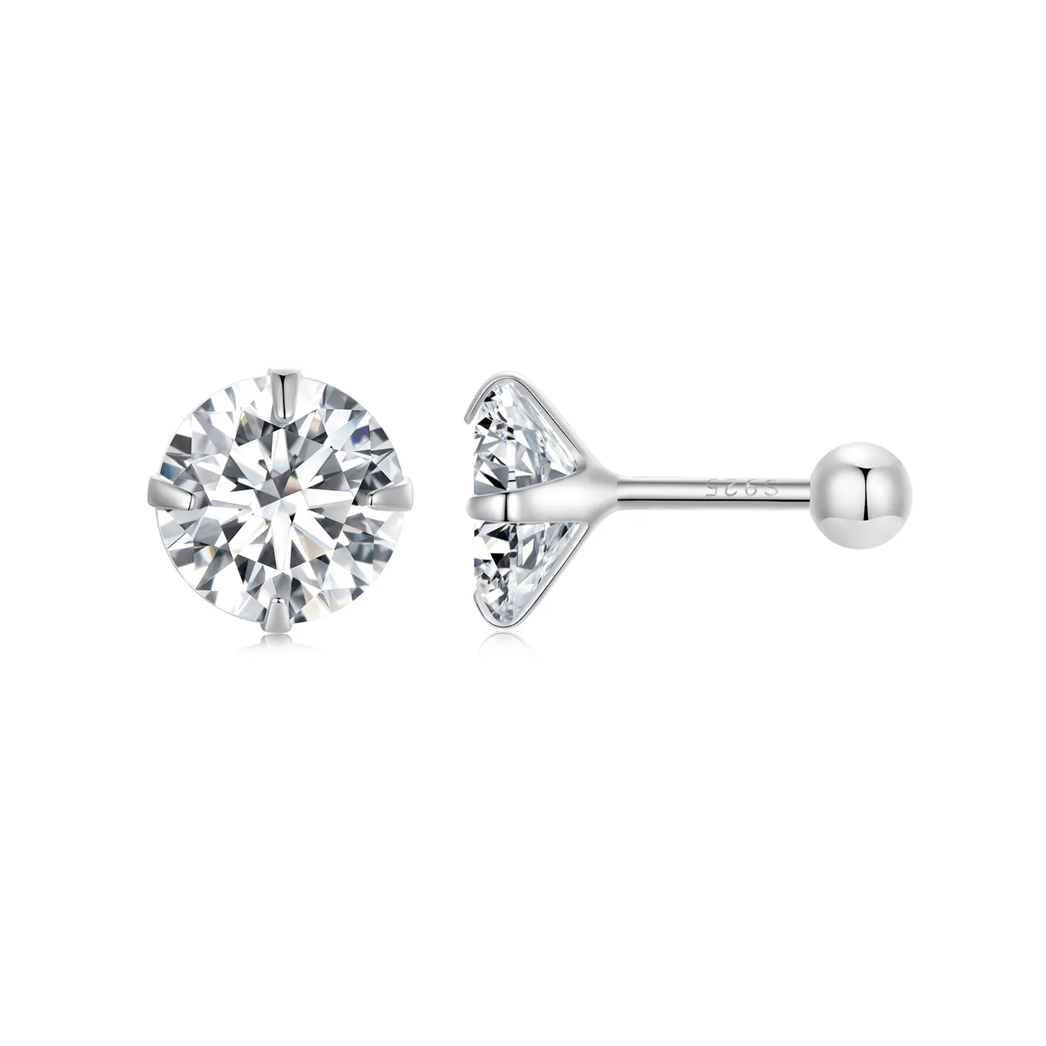 pandora style białe kolczyki z cyrkoniami sce1646 l