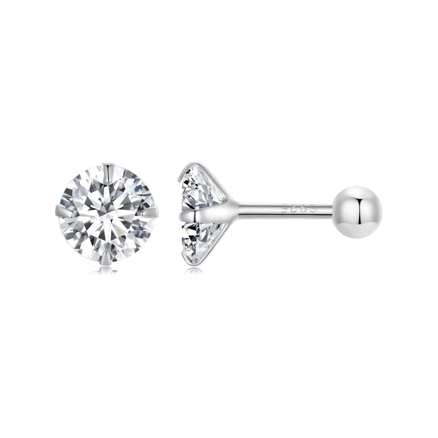 pandora style białe kolczyki ze zirkonium studs sce1646 m