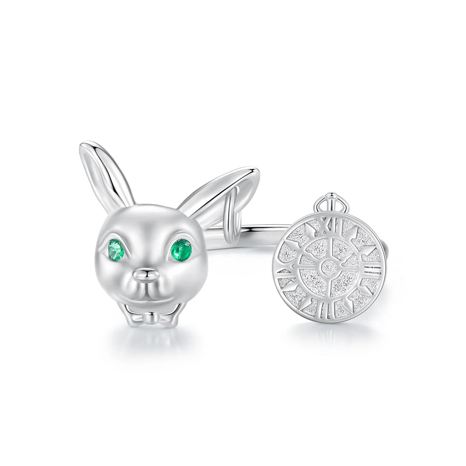 pandora style biały królik zegar pierścionek scr948 e
