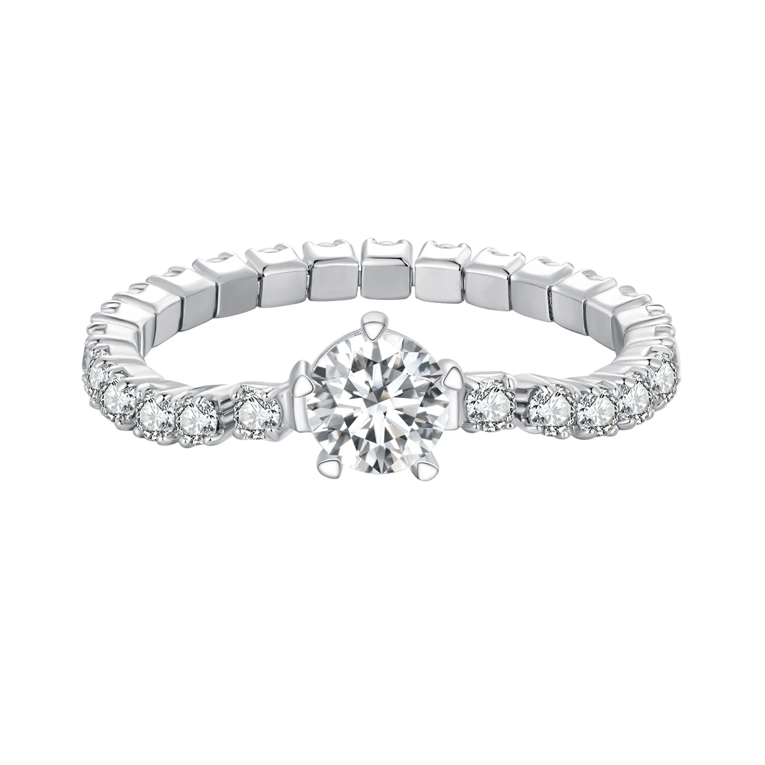 pandora style chain pięć pazurków zirconia pierścień bsr411