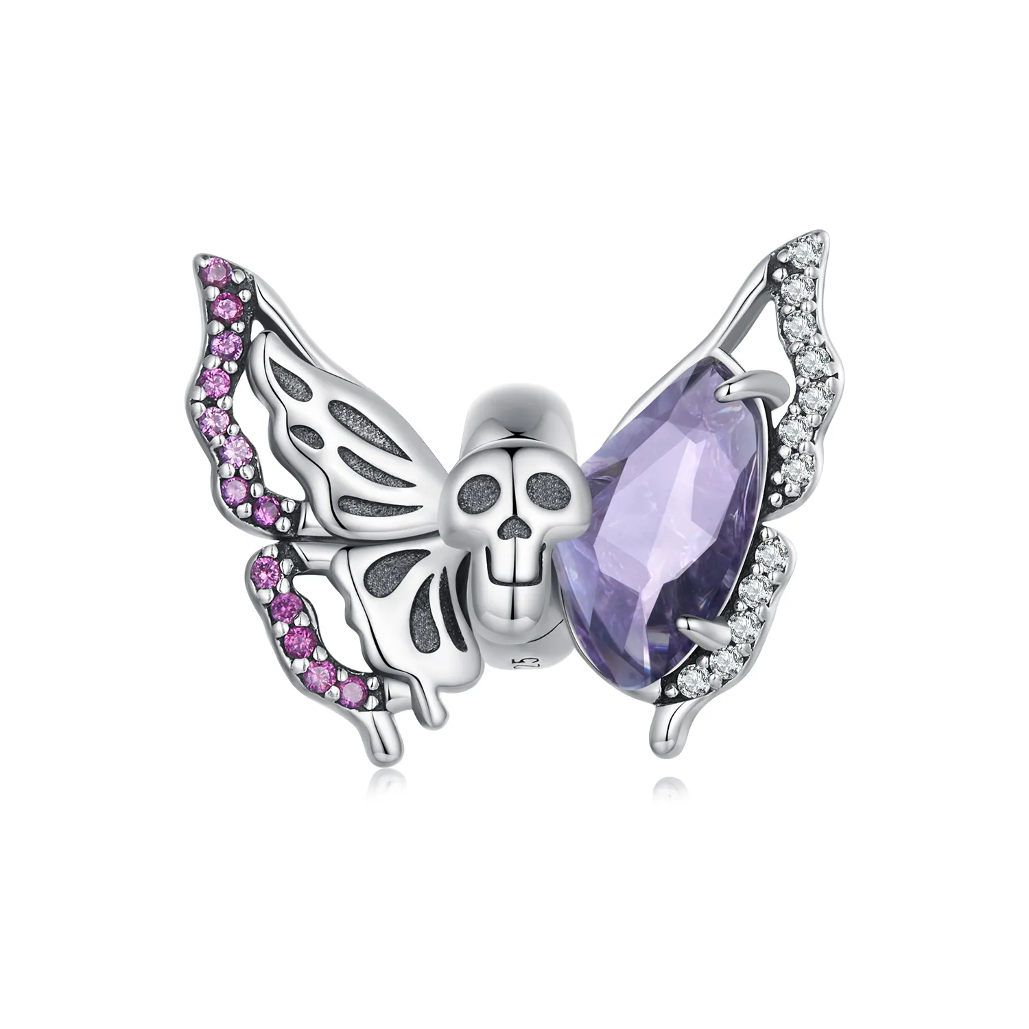 pandora style charm z motywem motyla w kształcie szkieletu bsc911