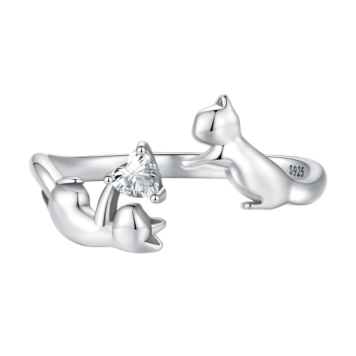 pandora style grający z kotami otwarty pierścionek scr916