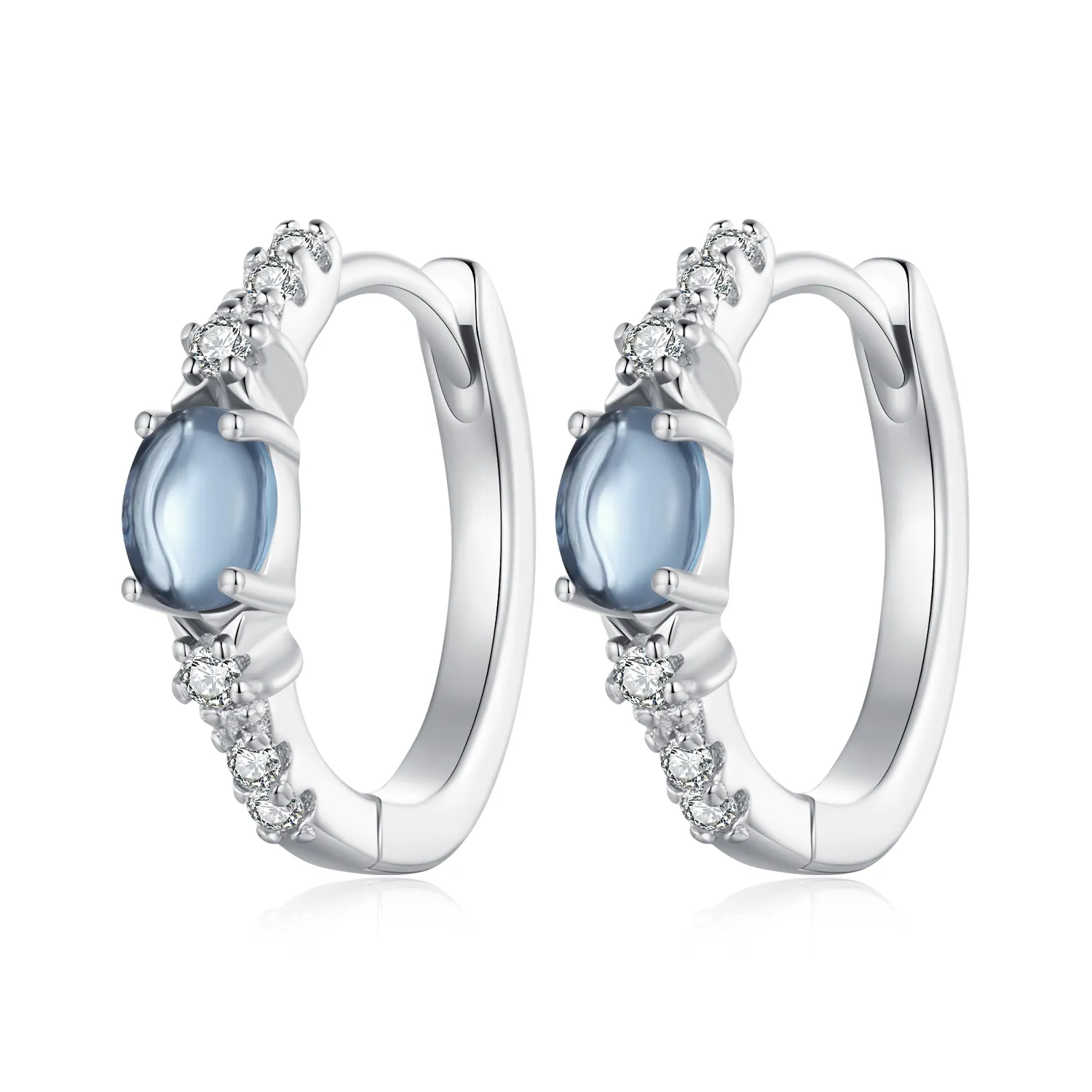 pandora style gwiazda niebieskie kolczyki okrągłe z szkła bse859