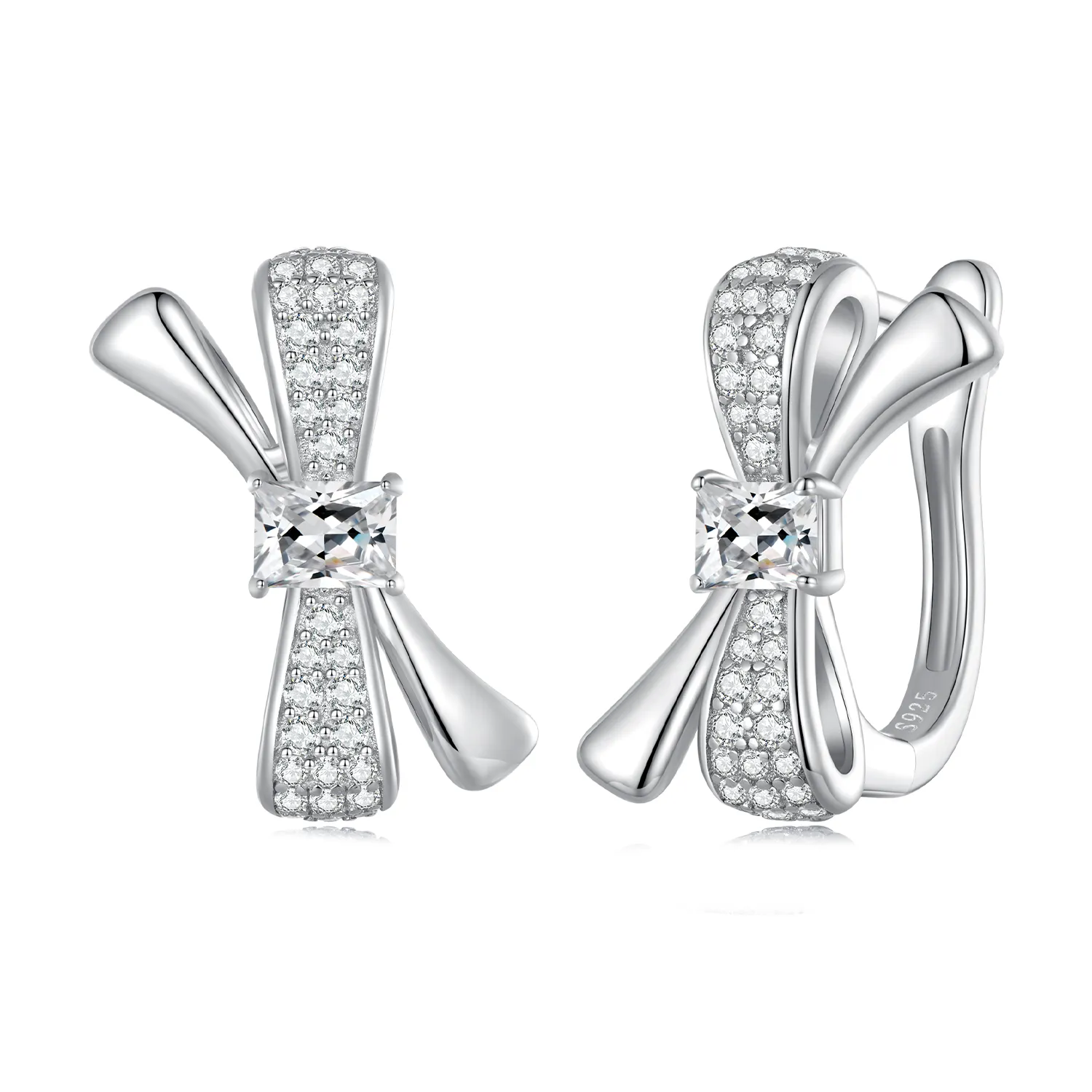 pandora style kolczyki hoop z kokardą bse810