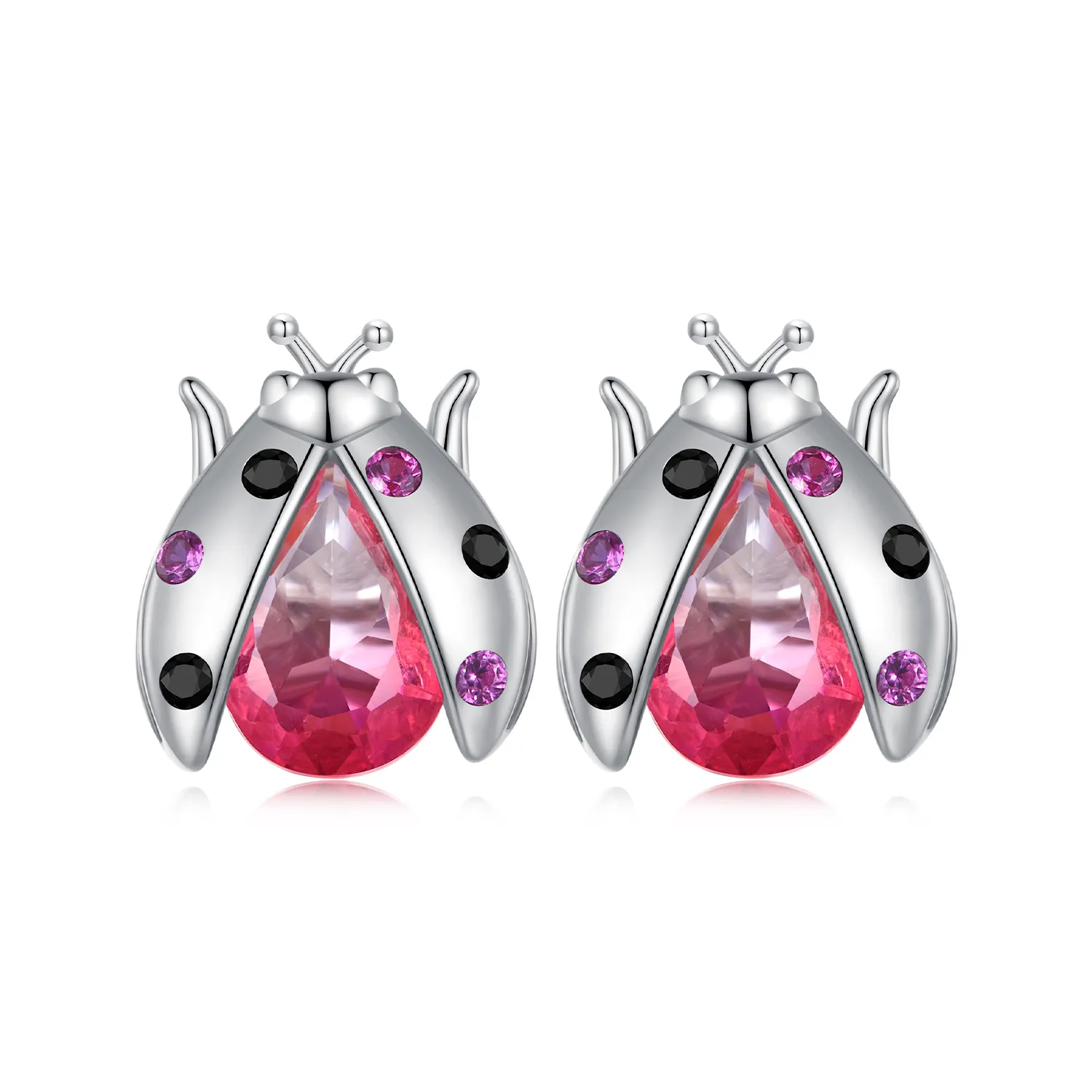 pandora style kolczyki studs w kształcie biedronki sce1634