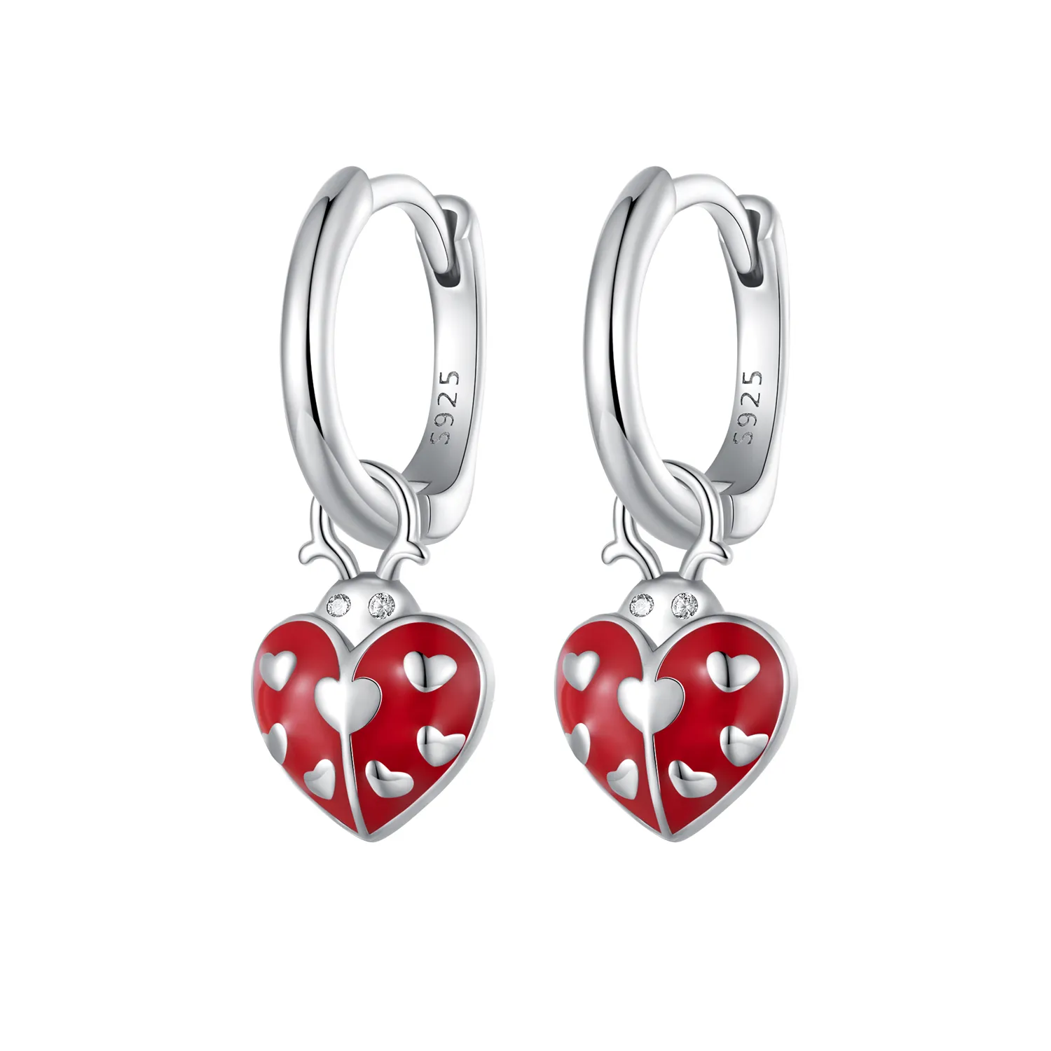 pandora style kolczyki w kształcie biedronki sce1573