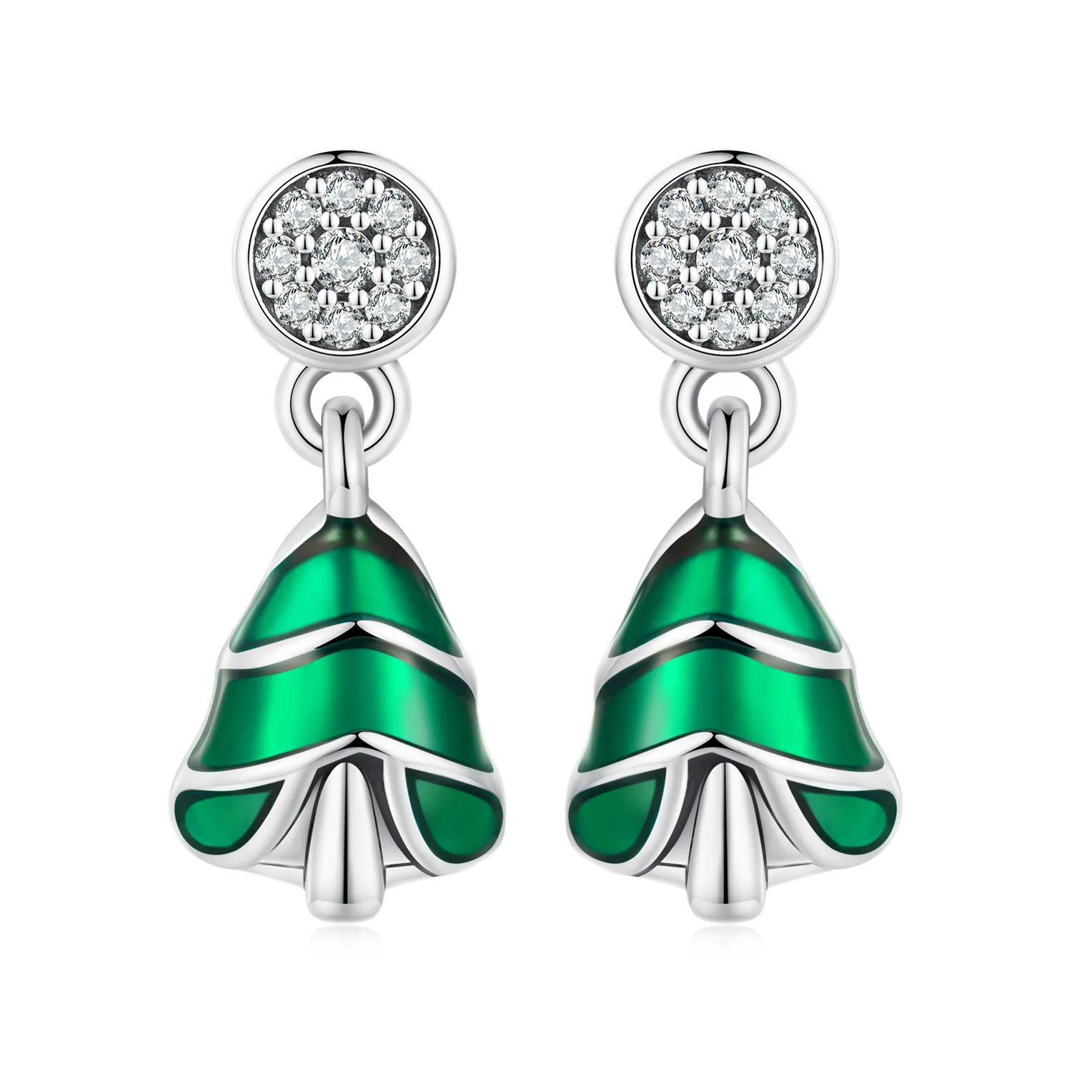 pandora style kolczyki w kształcie choinki bse919