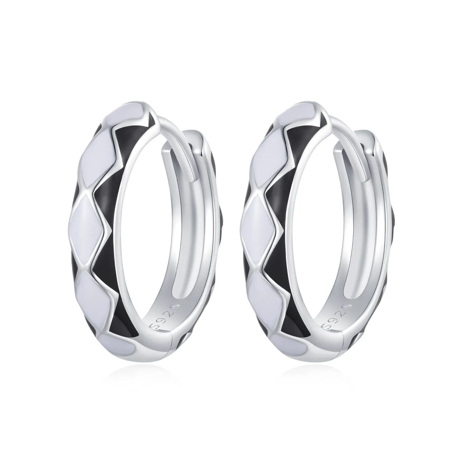 pandora style kolczyki w kształcie diamentu z wzorem sce1611 bk