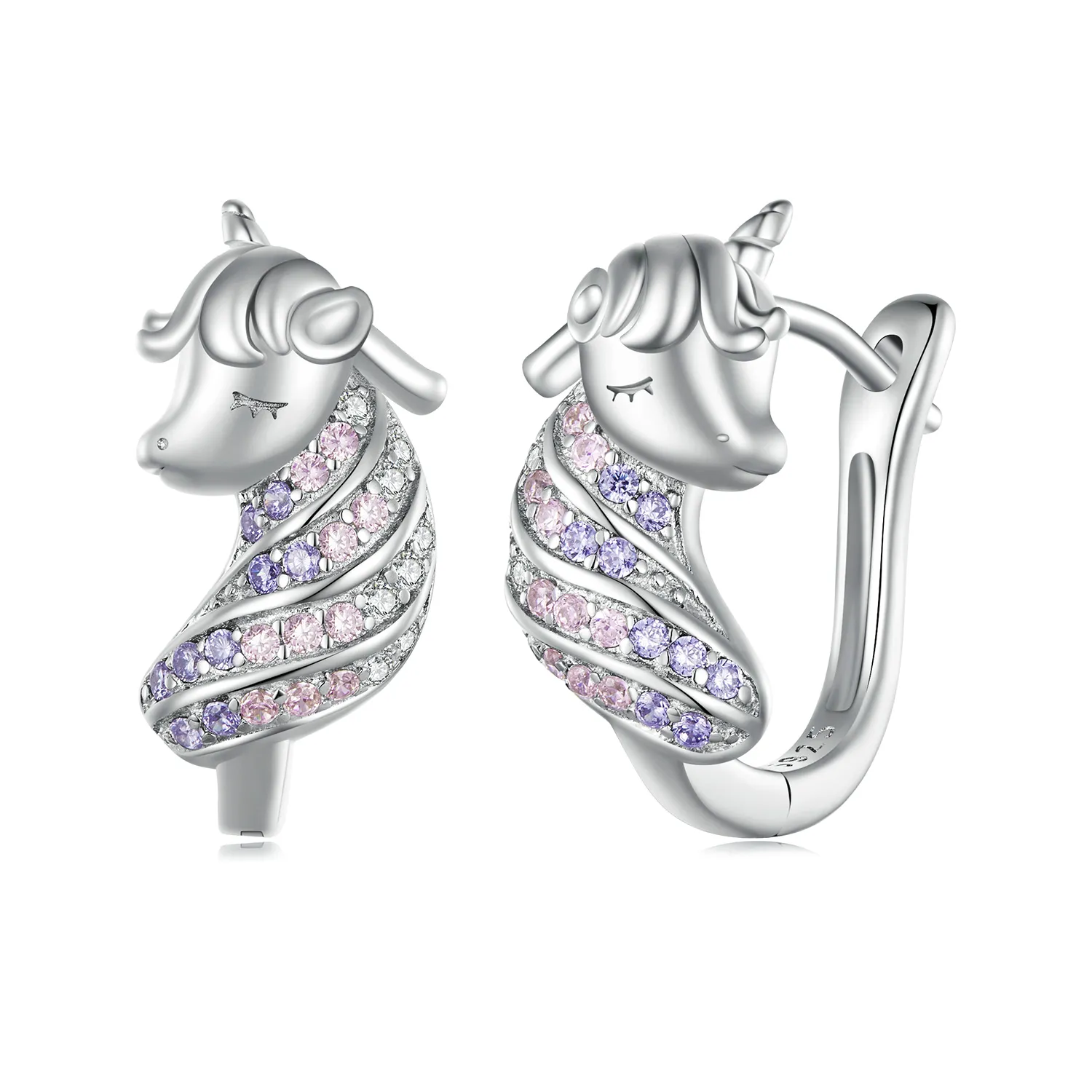 pandora style kolczyki w kształcie jednorożca bse832