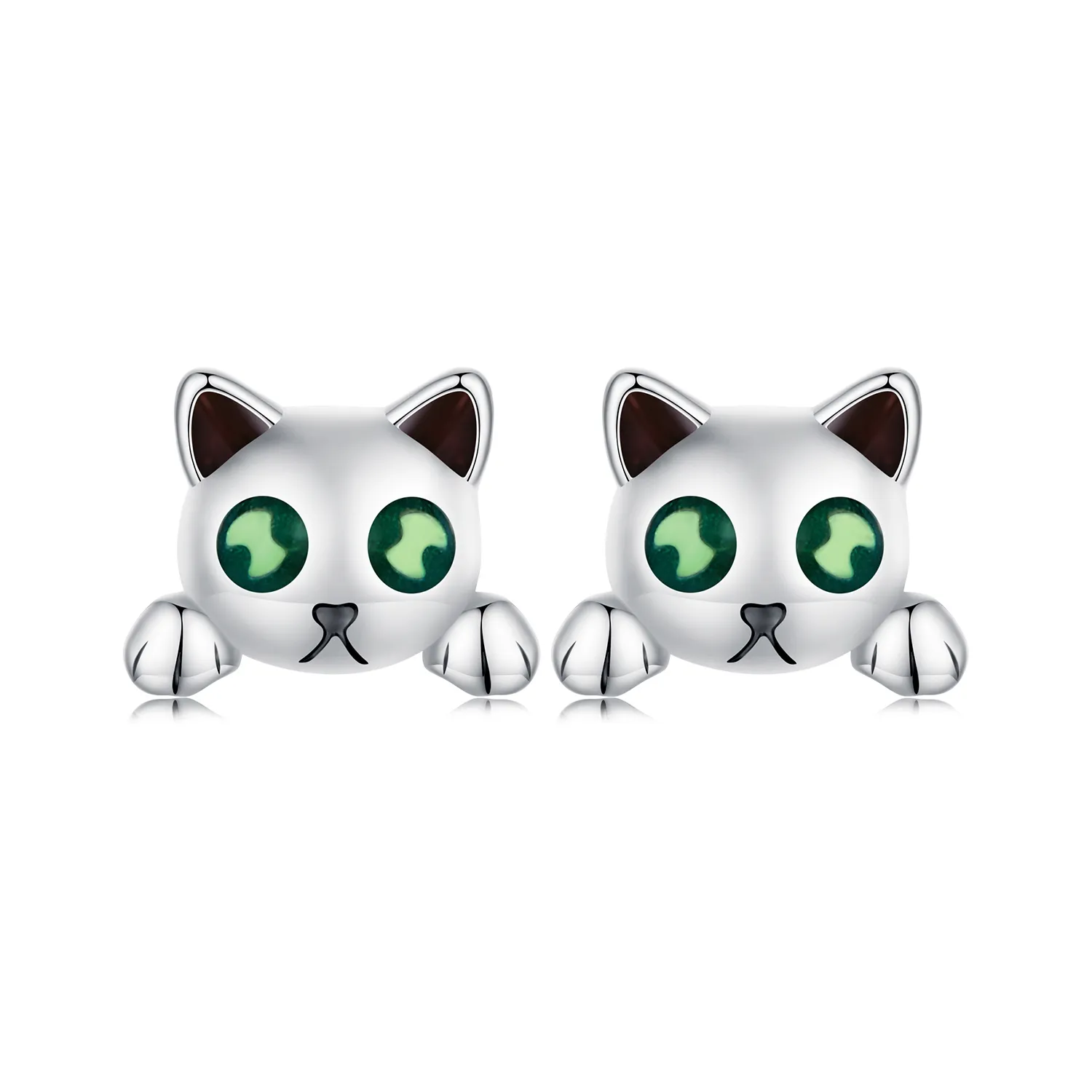 pandora style kot podświetlany kolczyki w stylu studs sce1643
