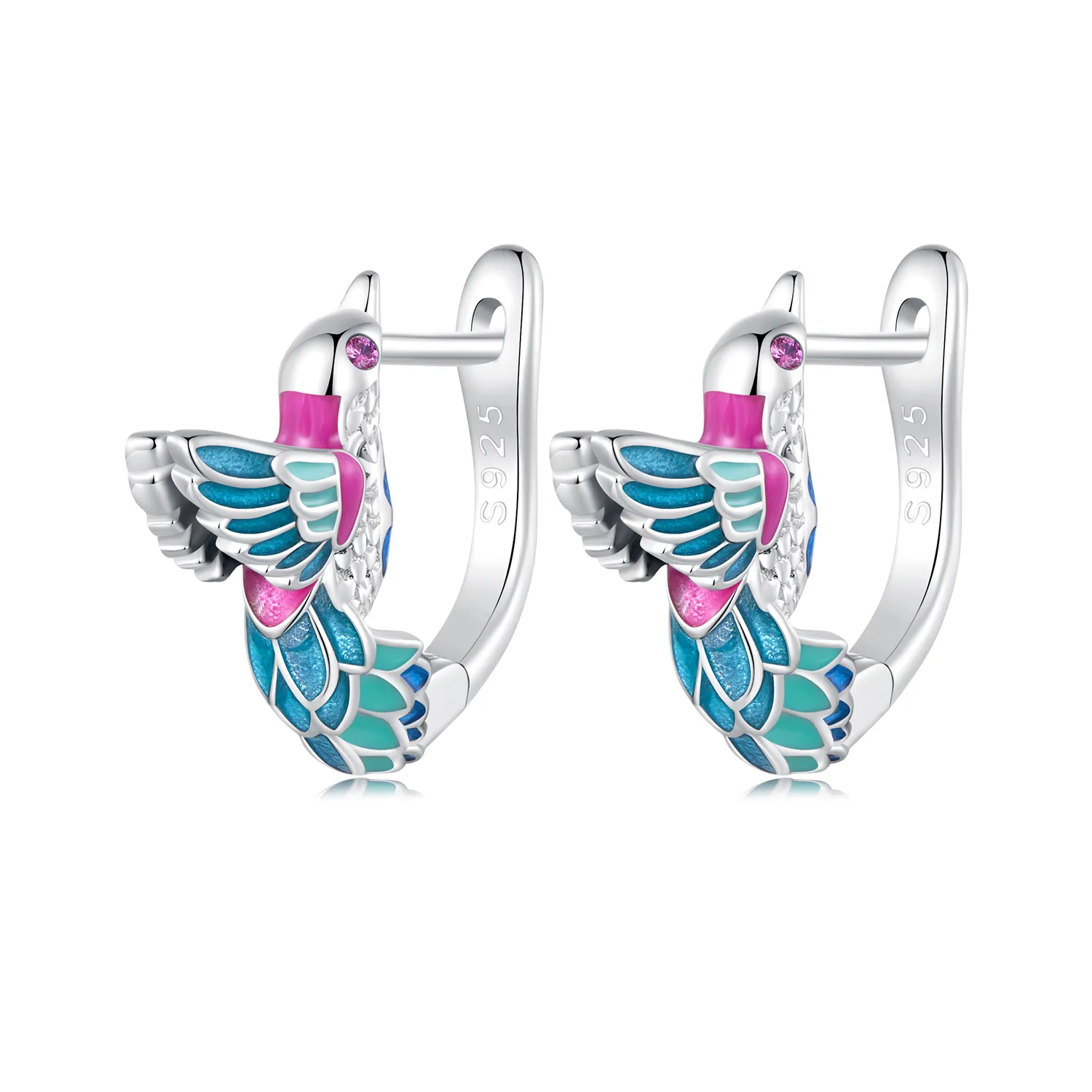 pandora style królewski koliber kolczyki hoop bse899