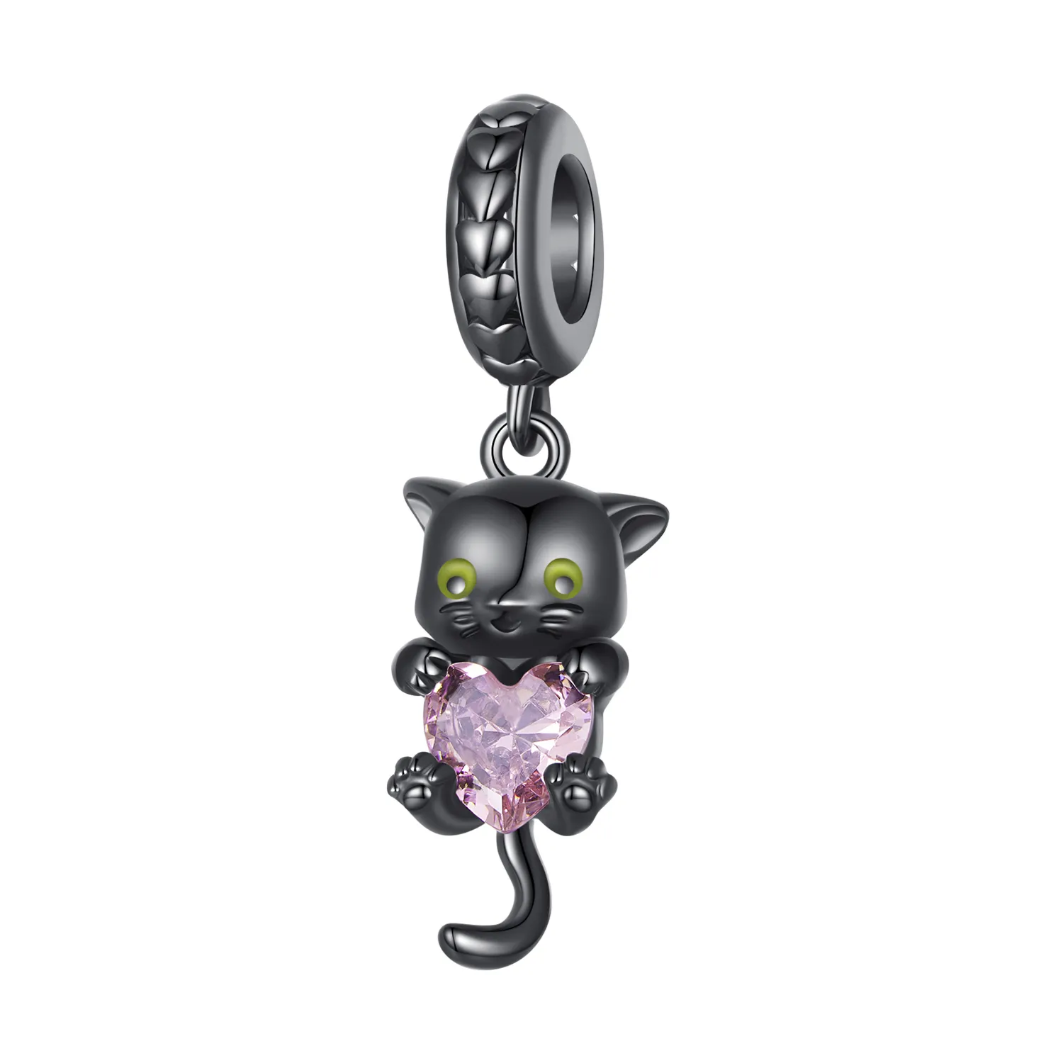pandora style mały czarny kotek bsc800